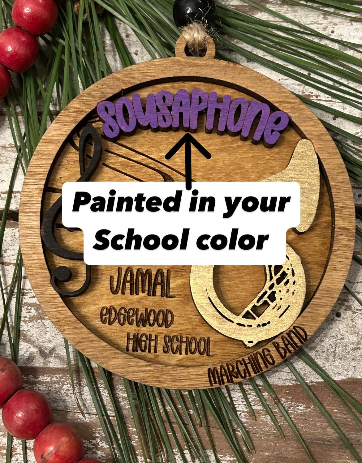 Personalized Sousaphone Marching Band Christmas Tree Ornament | Brass Music Instrument Ornament | Custom Band Gift | Tuba Player |