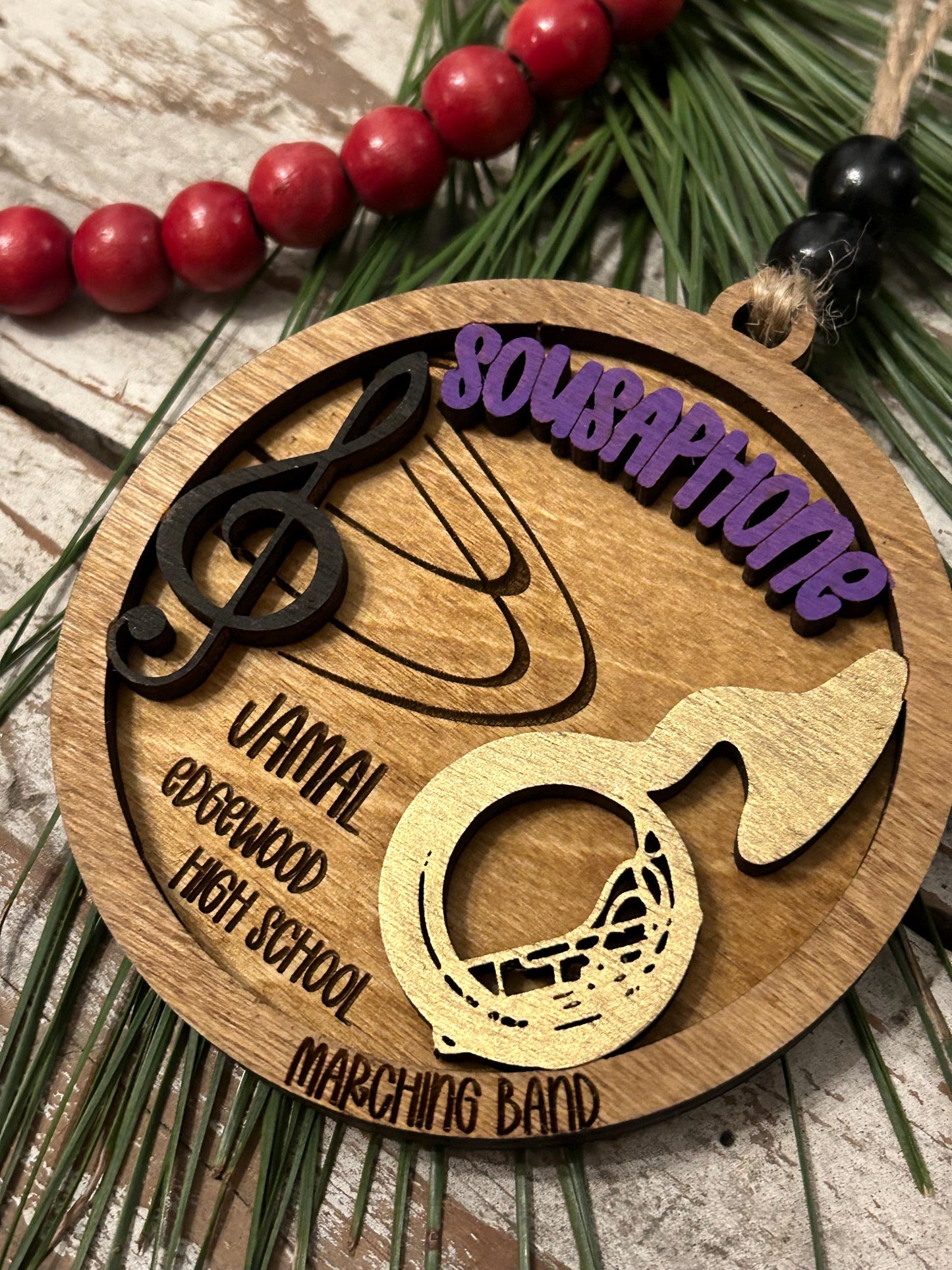 Personalized Sousaphone Marching Band Christmas Tree Ornament | Brass Music Instrument Ornament | Custom Band Gift | Tuba Player |