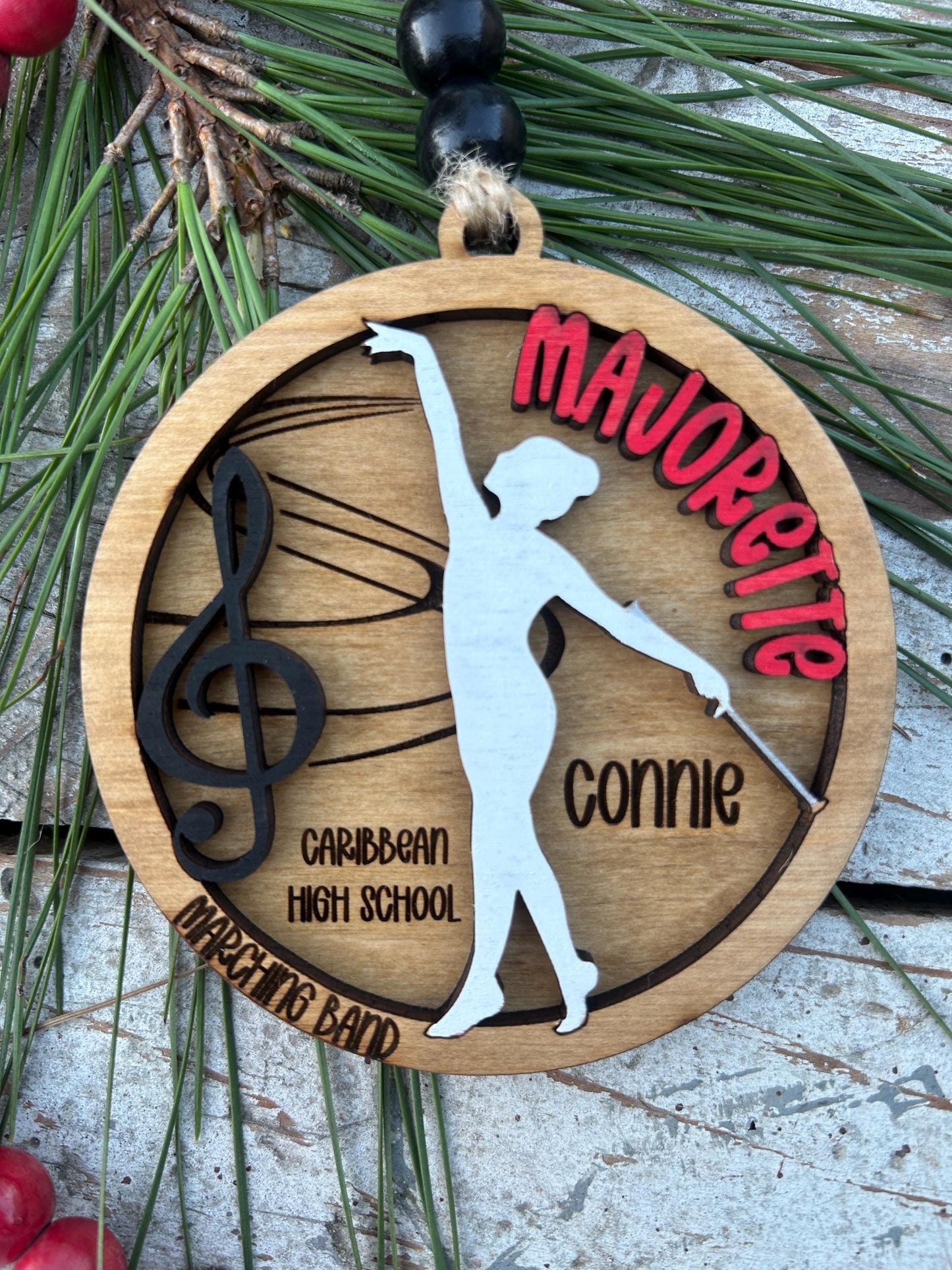 Personalized Majorette Marching Band Christmas Tree Ornament | Baton Twirler Custom Band Gift | Custom Twirl Strong | Majorette Team Gift