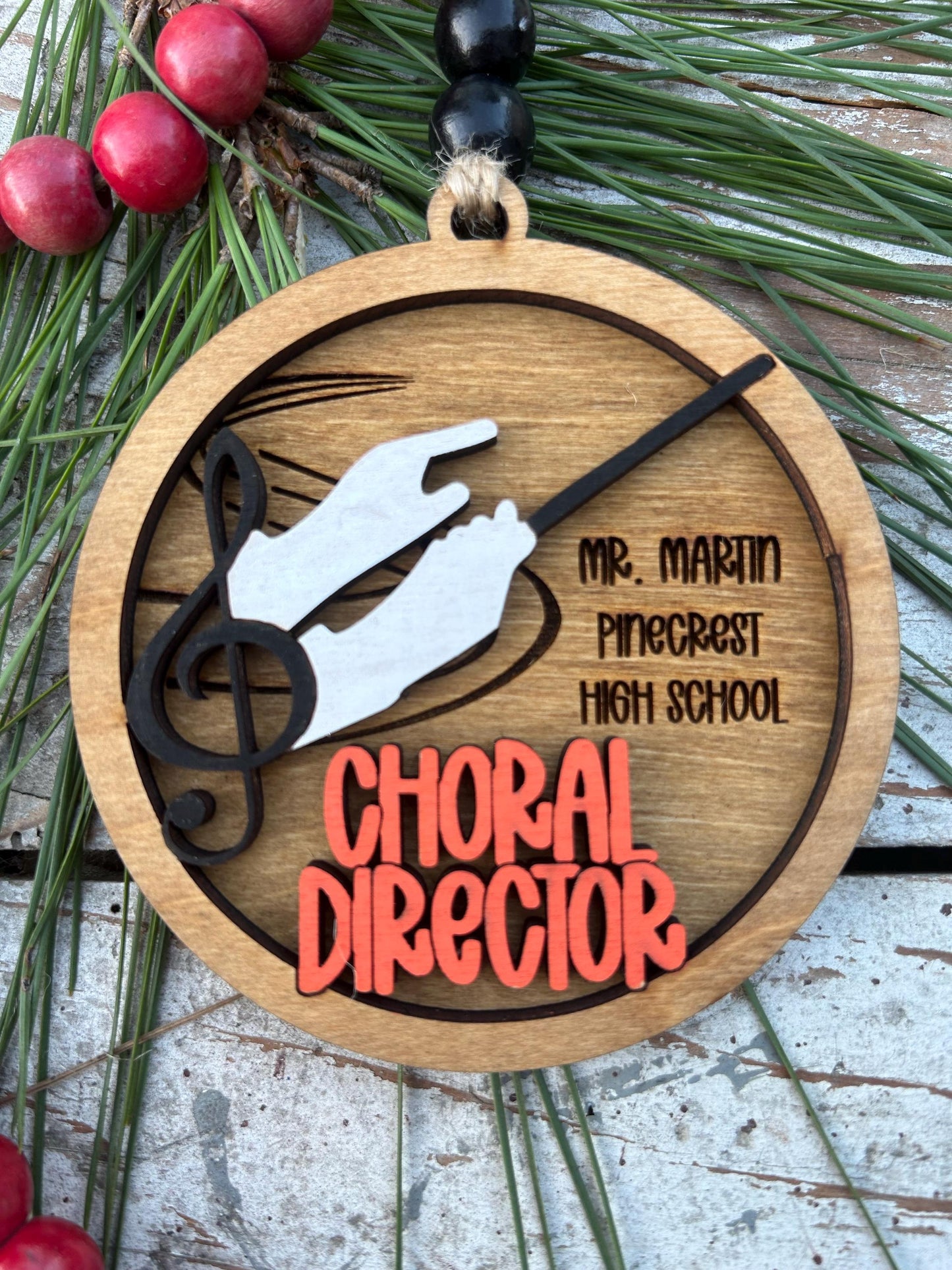 Personalized Choral Director Christmas Tree Ornament | Custom Chorus Teacher Gift | School Singing Group | Music Lover | Church Choir