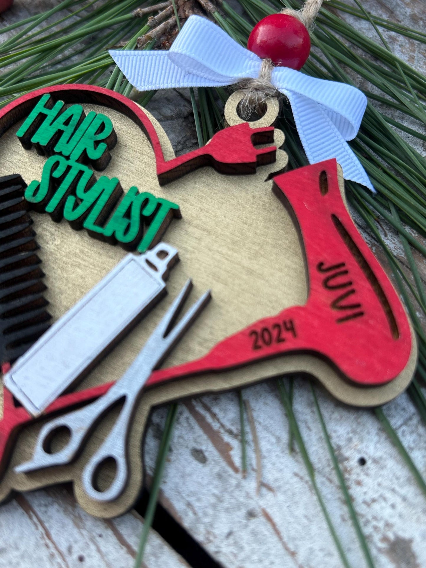 Personalized Hair Stylist Christmas Tree Ornament | Salon Hairdresser Appreciation Thank You Gift | Cosmetology Student Graduation Present