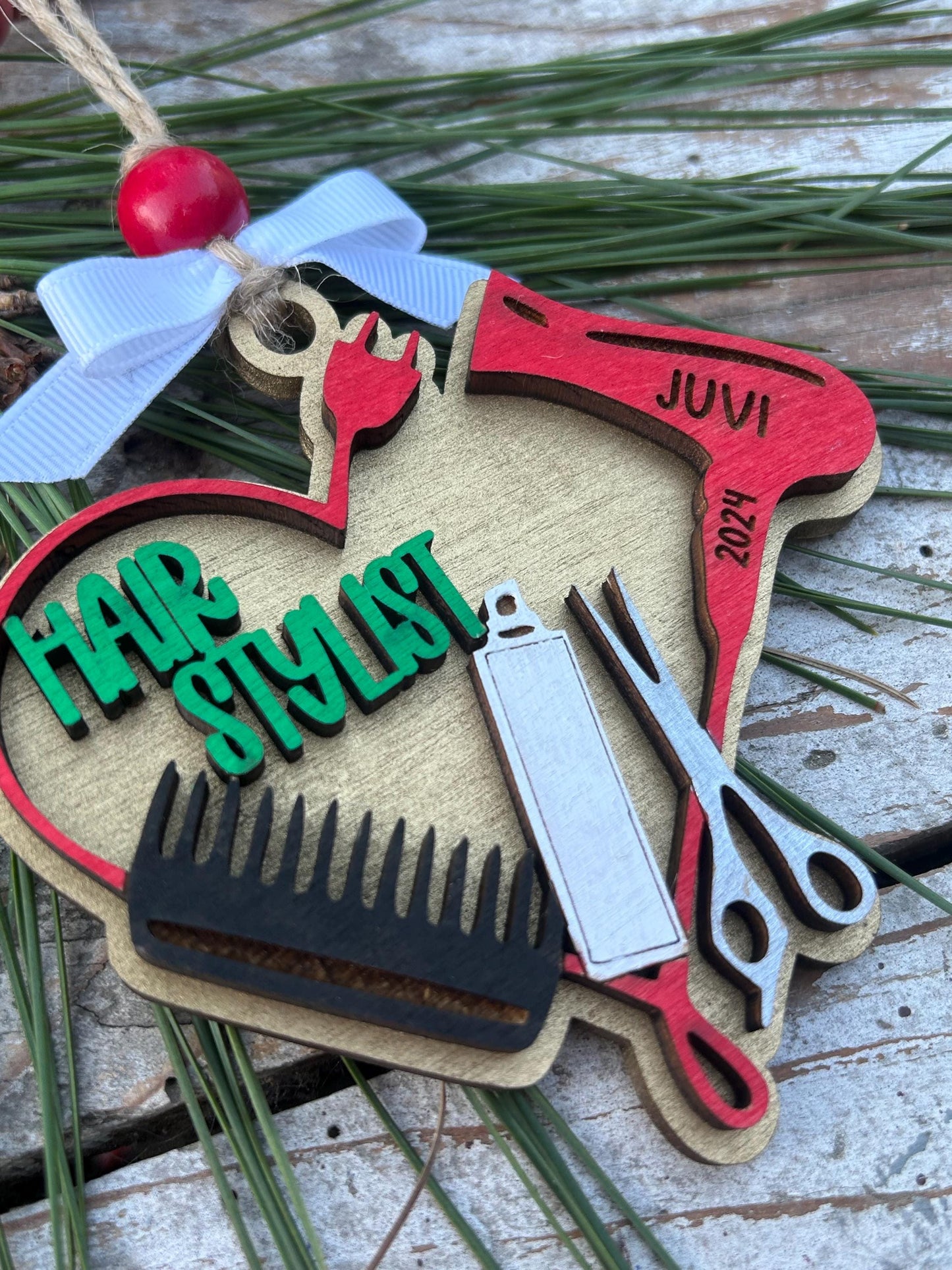 Personalized Hair Stylist Christmas Tree Ornament | Salon Hairdresser Appreciation Thank You Gift | Cosmetology Student Graduation Present