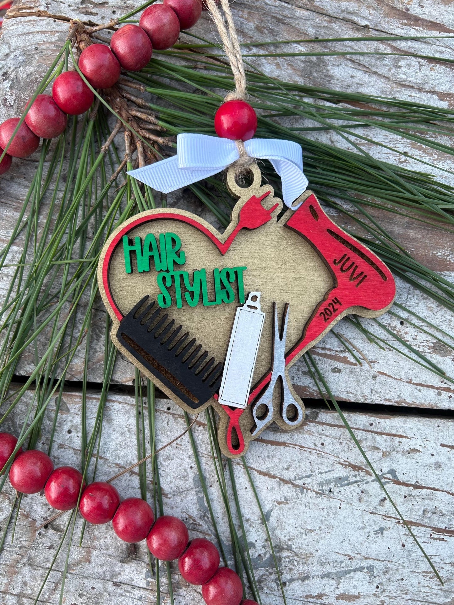 Personalized Hair Stylist Christmas Tree Ornament | Salon Hairdresser Appreciation Thank You Gift | Cosmetology Student Graduation Present