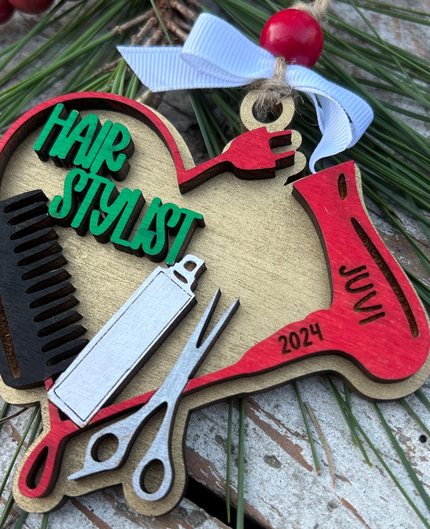 Personalized Hair Stylist Christmas Tree Ornament | Salon Hairdresser Appreciation Thank You Gift | Cosmetology Student Graduation Present
