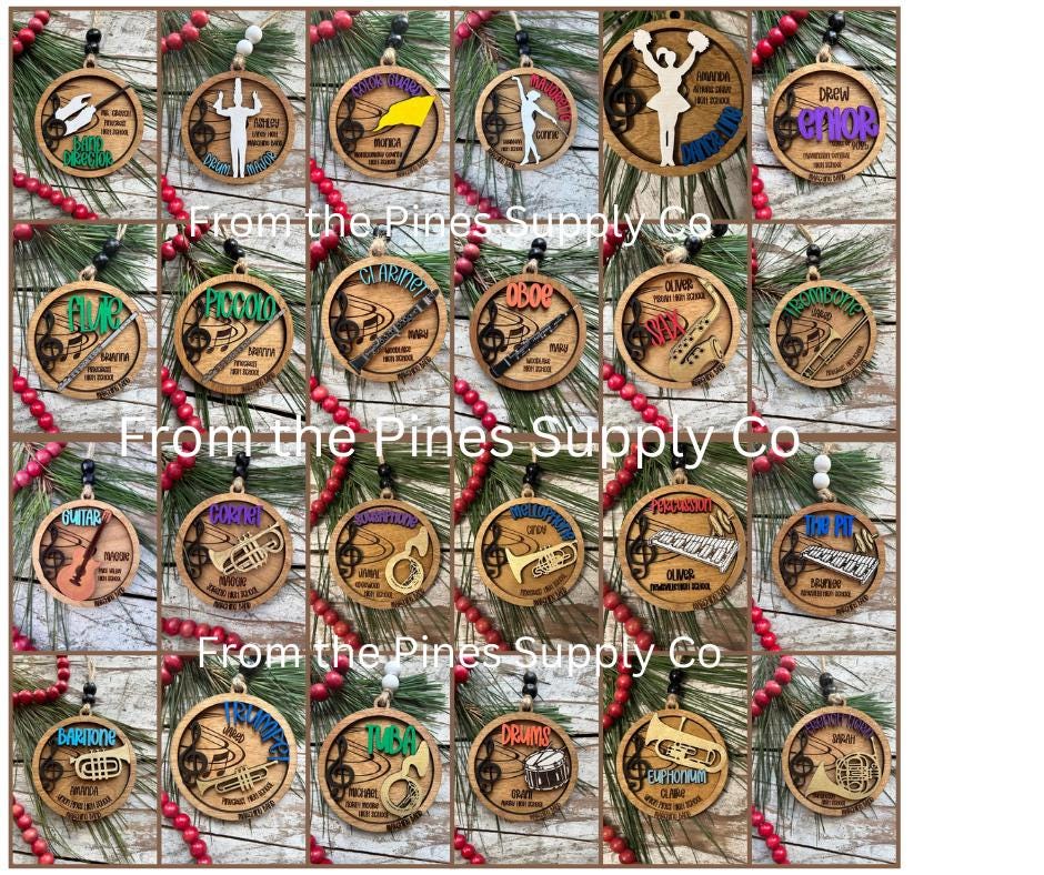 Personalized Trumpet Marching Band Christmas Tree Ornament | Brass Music Instrument Ornament | Custom Band Gift | Gift for Band Director