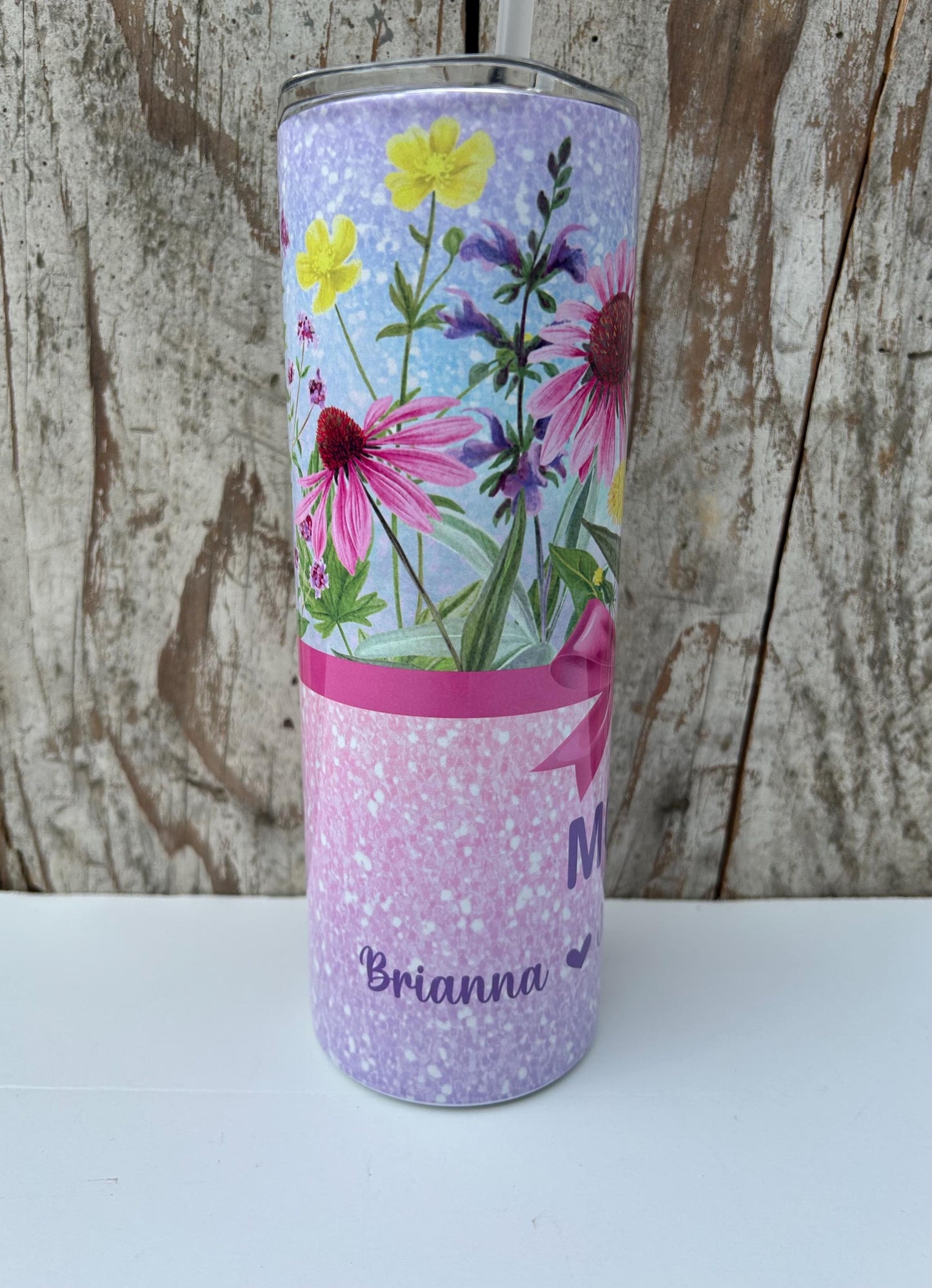 Personalized Mom Wildflower Tumbler with Names | Coquette Bow | New Mommy Mama Stainless Steel 20 oz Floral Cup | Mothers Day Gift from Kids