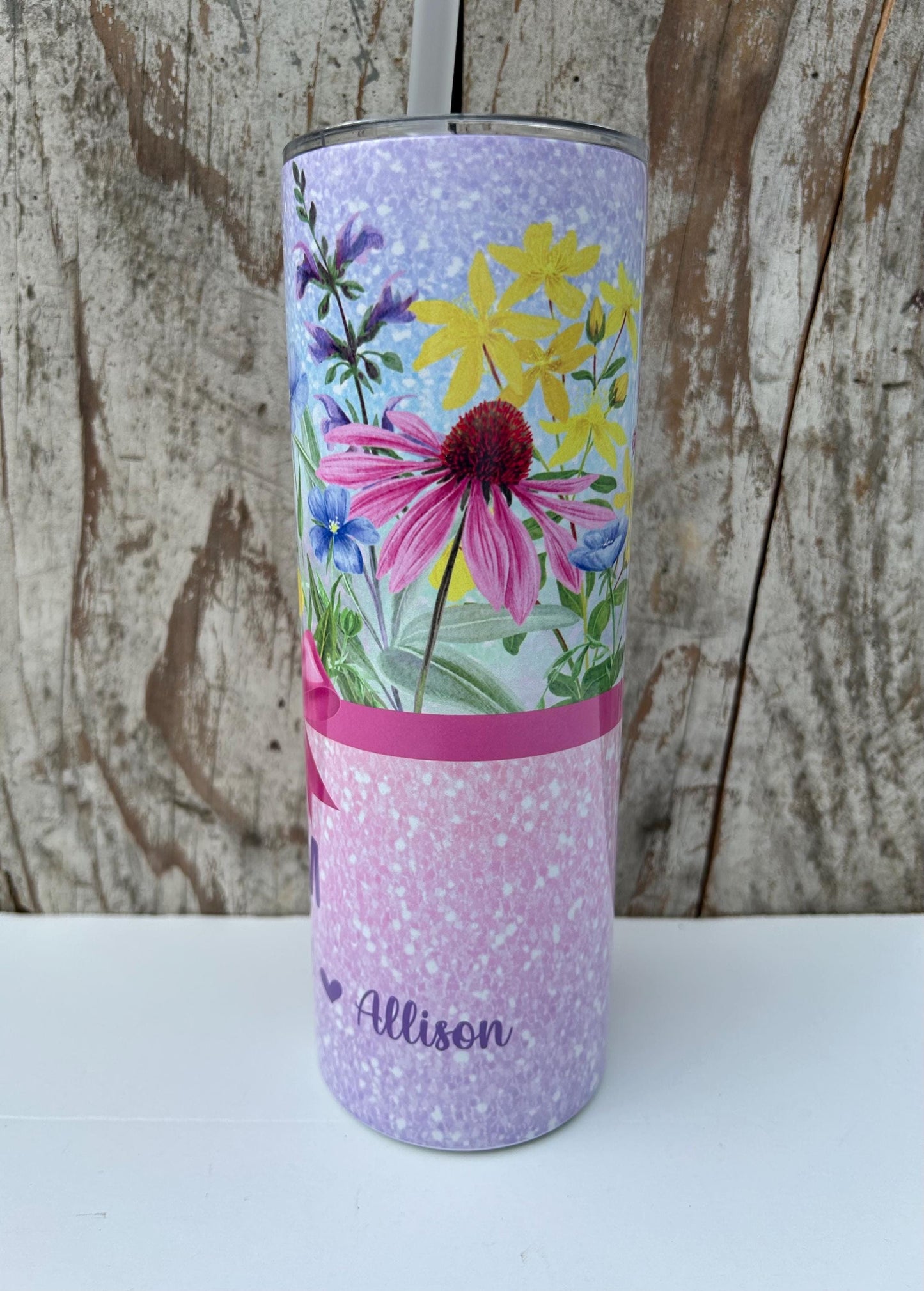 Personalized Mom Wildflower Tumbler with Names | Coquette Bow | New Mommy Mama Stainless Steel 20 oz Floral Cup | Mothers Day Gift from Kids