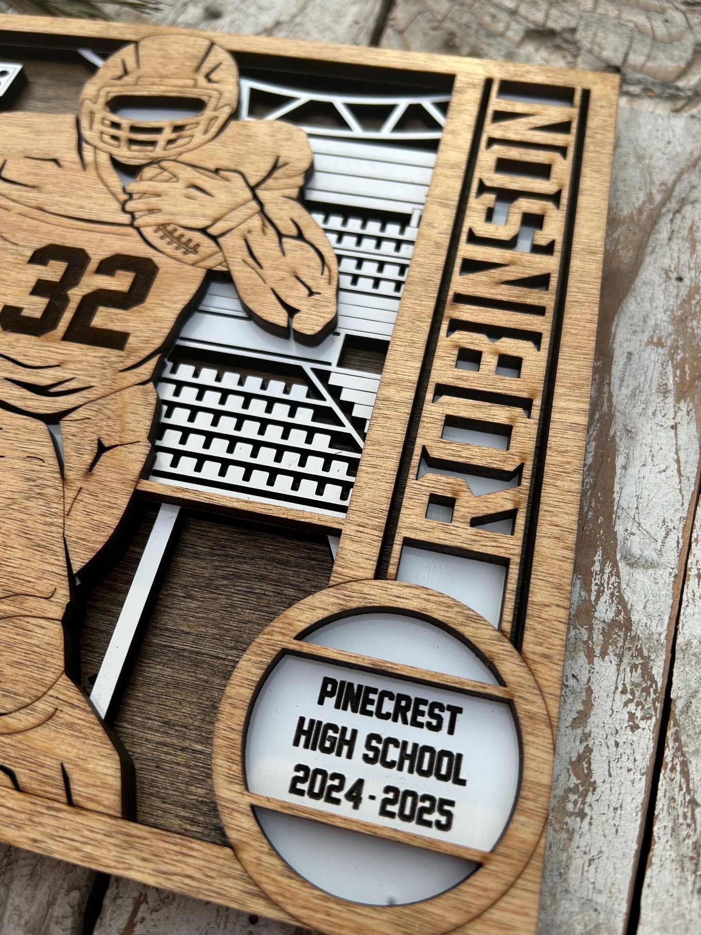 Personalized Football Player Sign | College High School Football Team | Custom Football Player Ornament | Senior Football Gift | Quarterback