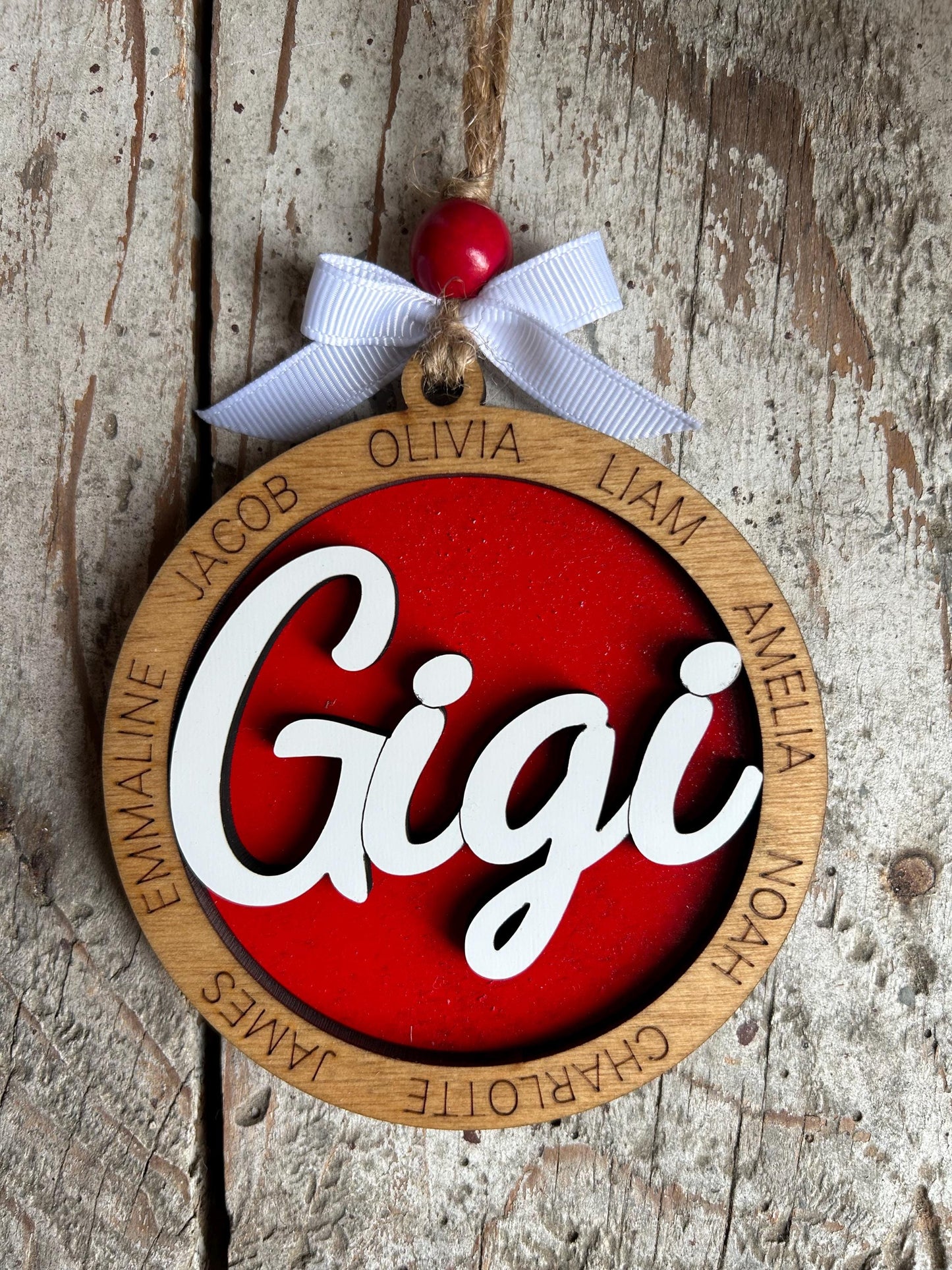 Personalized Gigi Grandkids Names Christmas Tree Ornament | Family Name Ornament | Grandma Family Custom Name | Gift For Gi Gi
