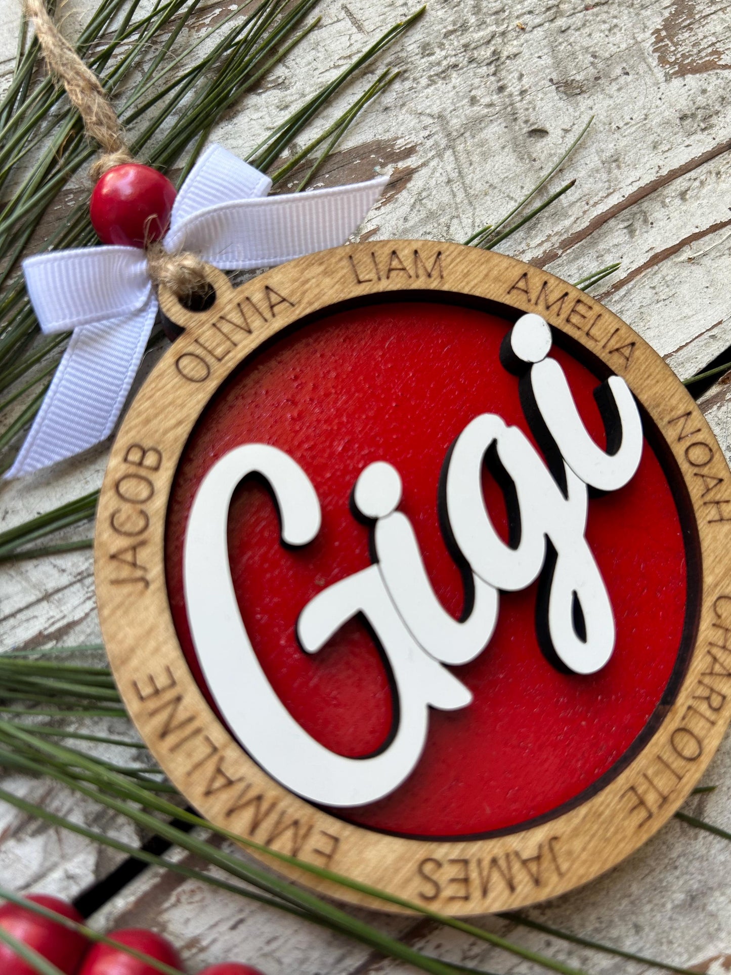 Personalized Gigi Grandkids Names Christmas Tree Ornament | Family Name Ornament | Grandma Family Custom Name | Gift For Gi Gi