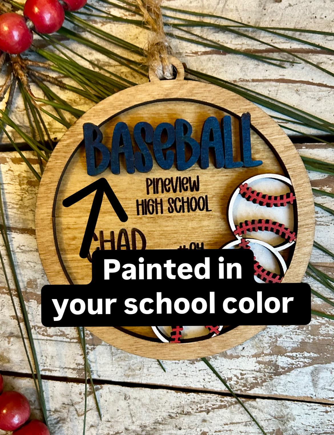 Personalized Baseball Player Christmas Tree Ornament | Gift for High School Baseball Team | Custom Baseball Coach | Senior Baseball Gift