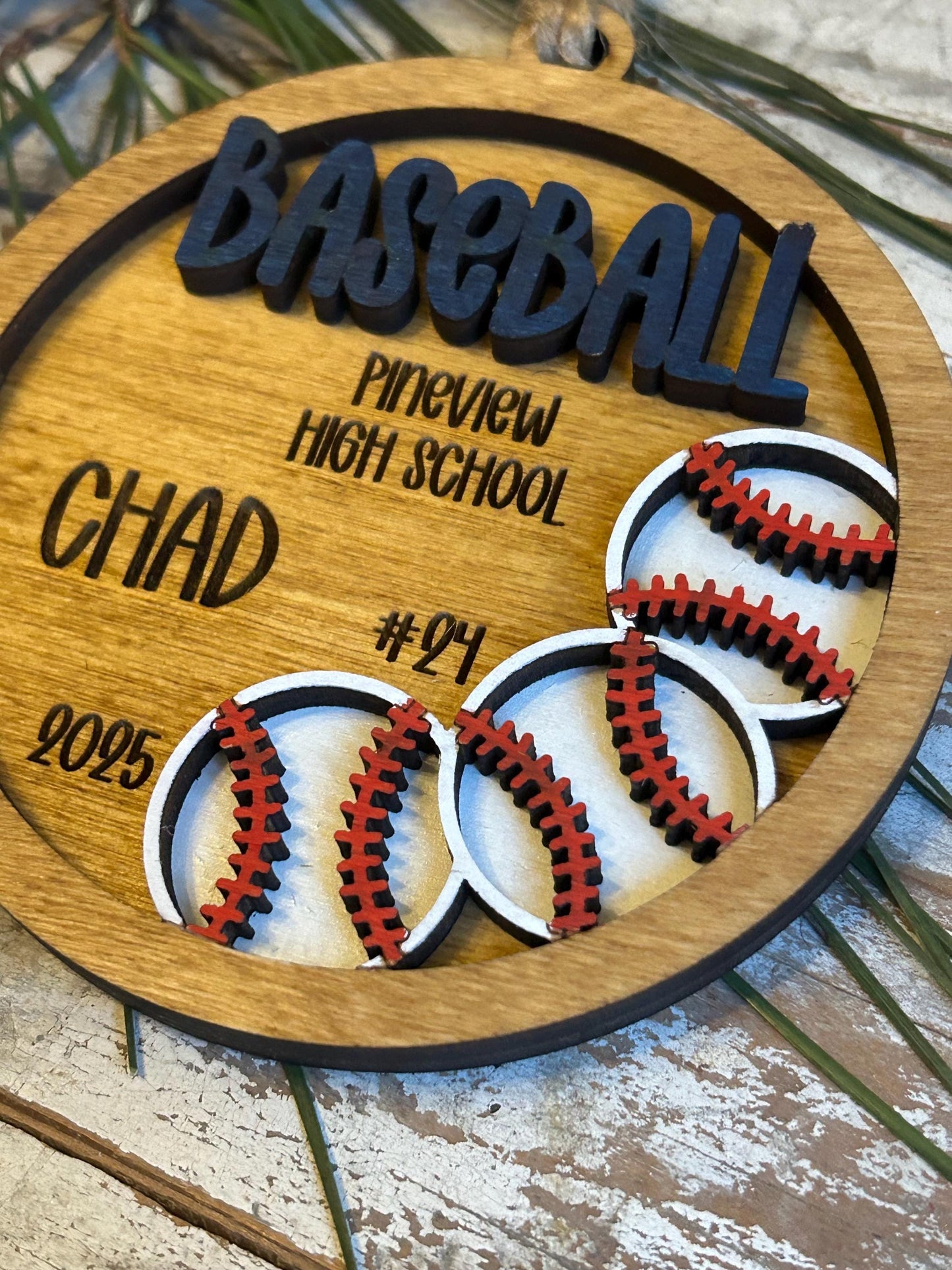 Personalized Baseball Player Christmas Tree Ornament | Gift for High School Baseball Team | Custom Baseball Coach | Senior Baseball Gift