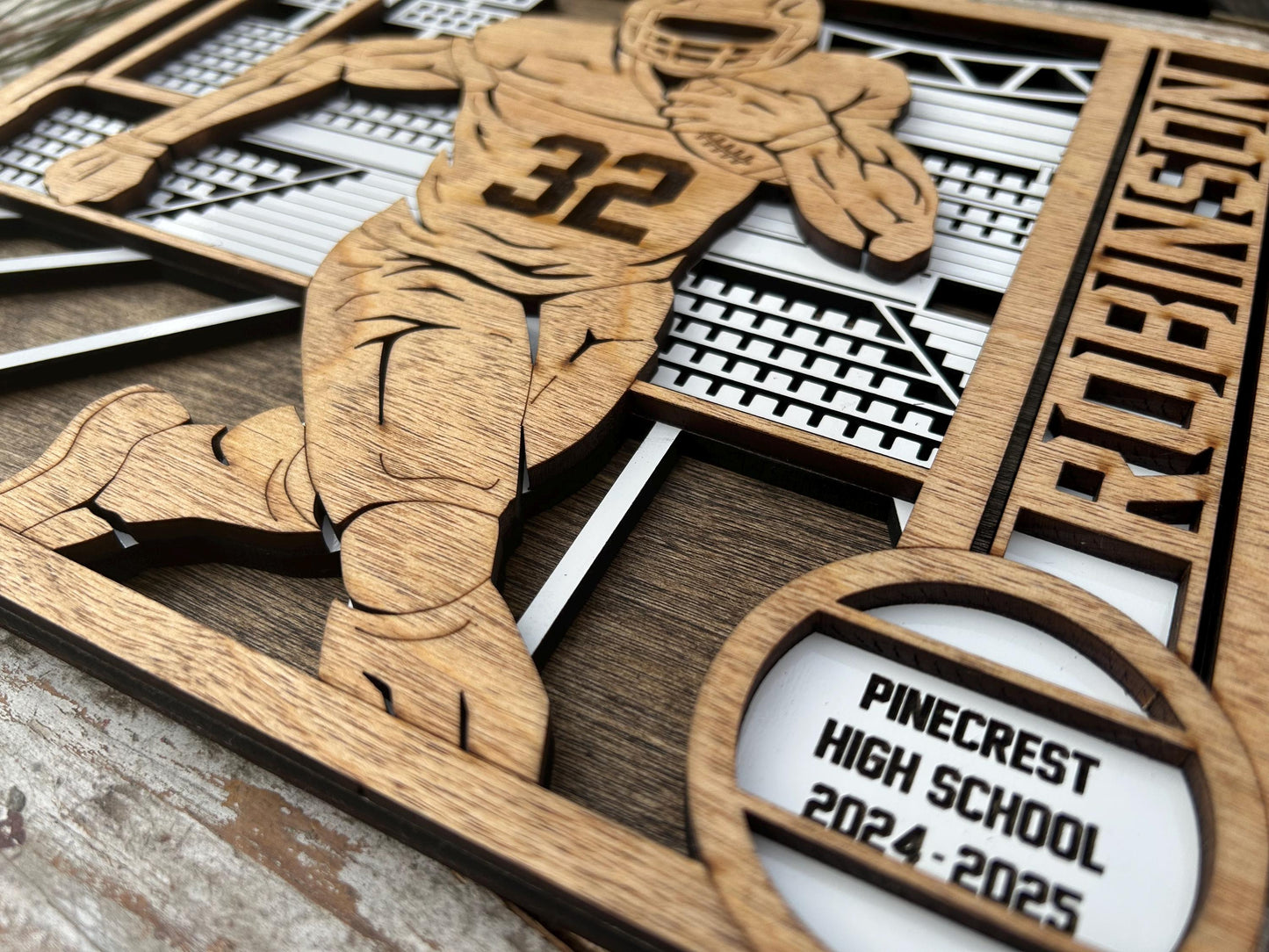 Personalized Football Player Sign | College High School Football Team | Custom Football Player Ornament | Senior Football Gift | Quarterback