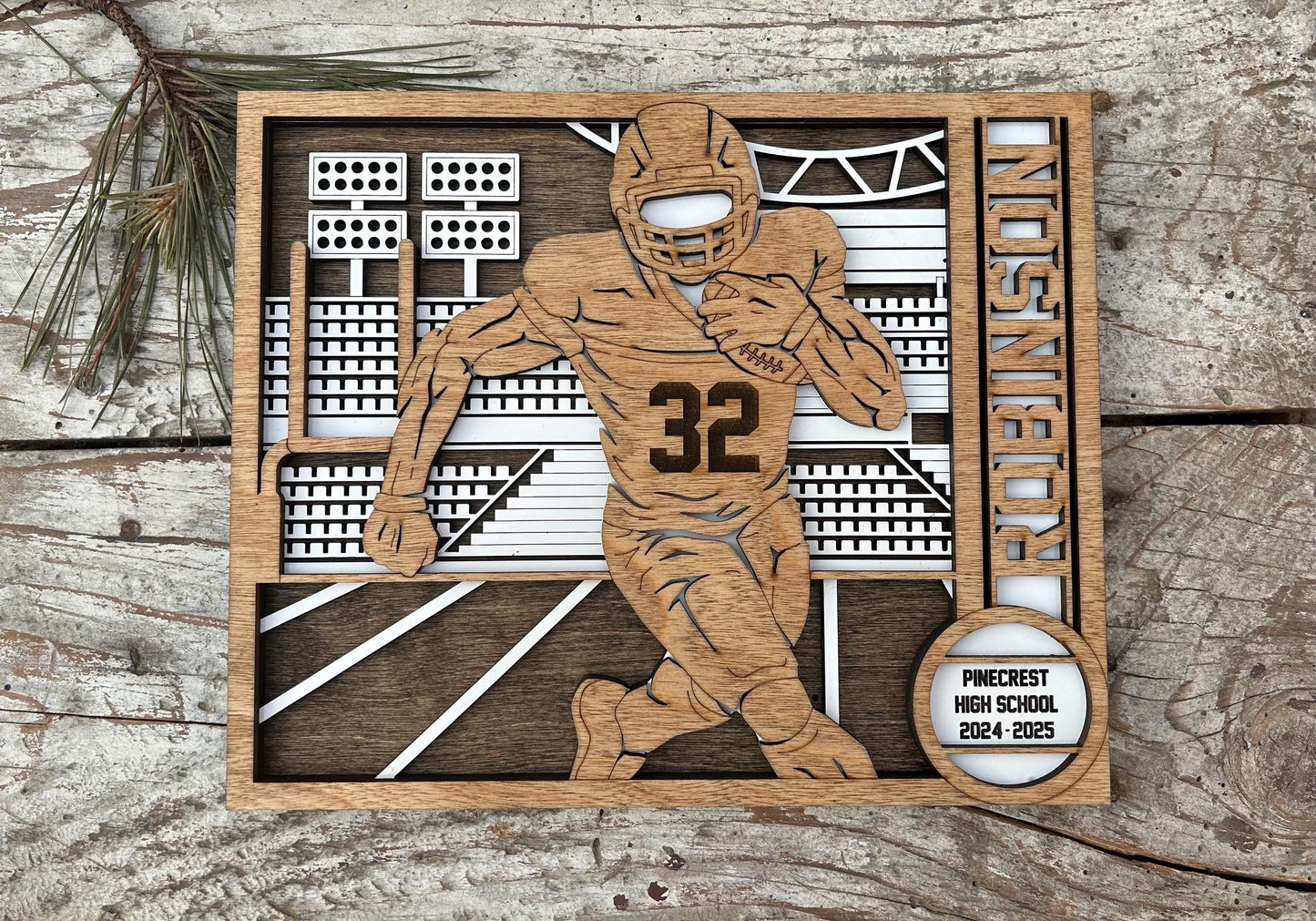 Personalized Football Player Sign | College High School Football Team | Custom Football Player Ornament | Senior Football Gift | Quarterback