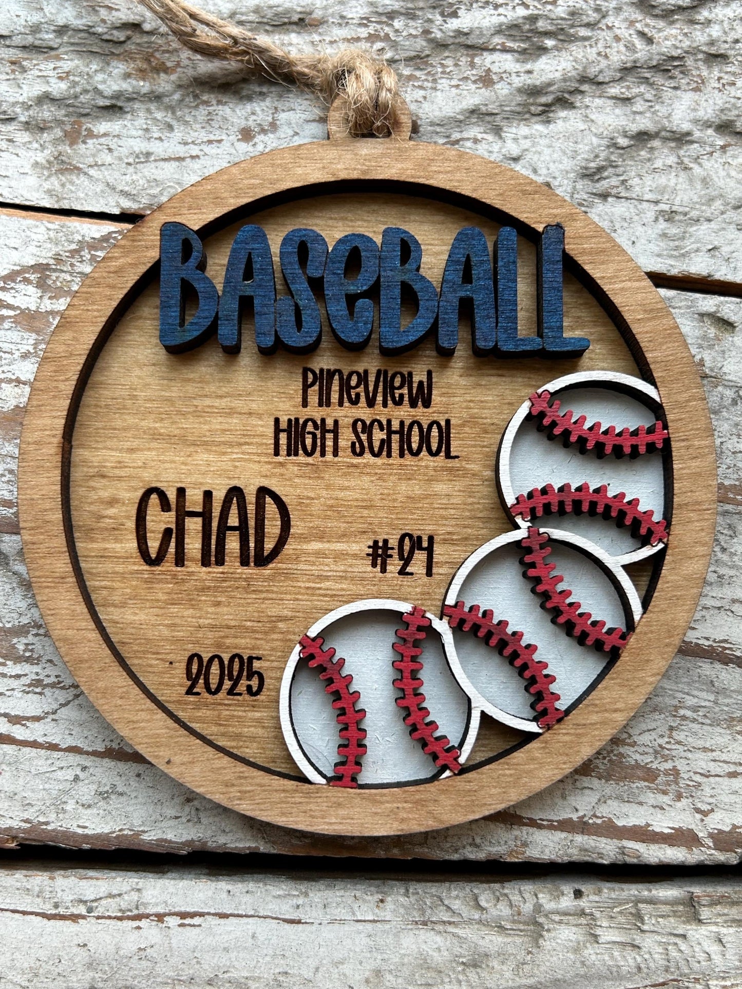 Personalized Baseball Player Christmas Tree Ornament | Gift for High School Baseball Team | Custom Baseball Coach | Senior Baseball Gift