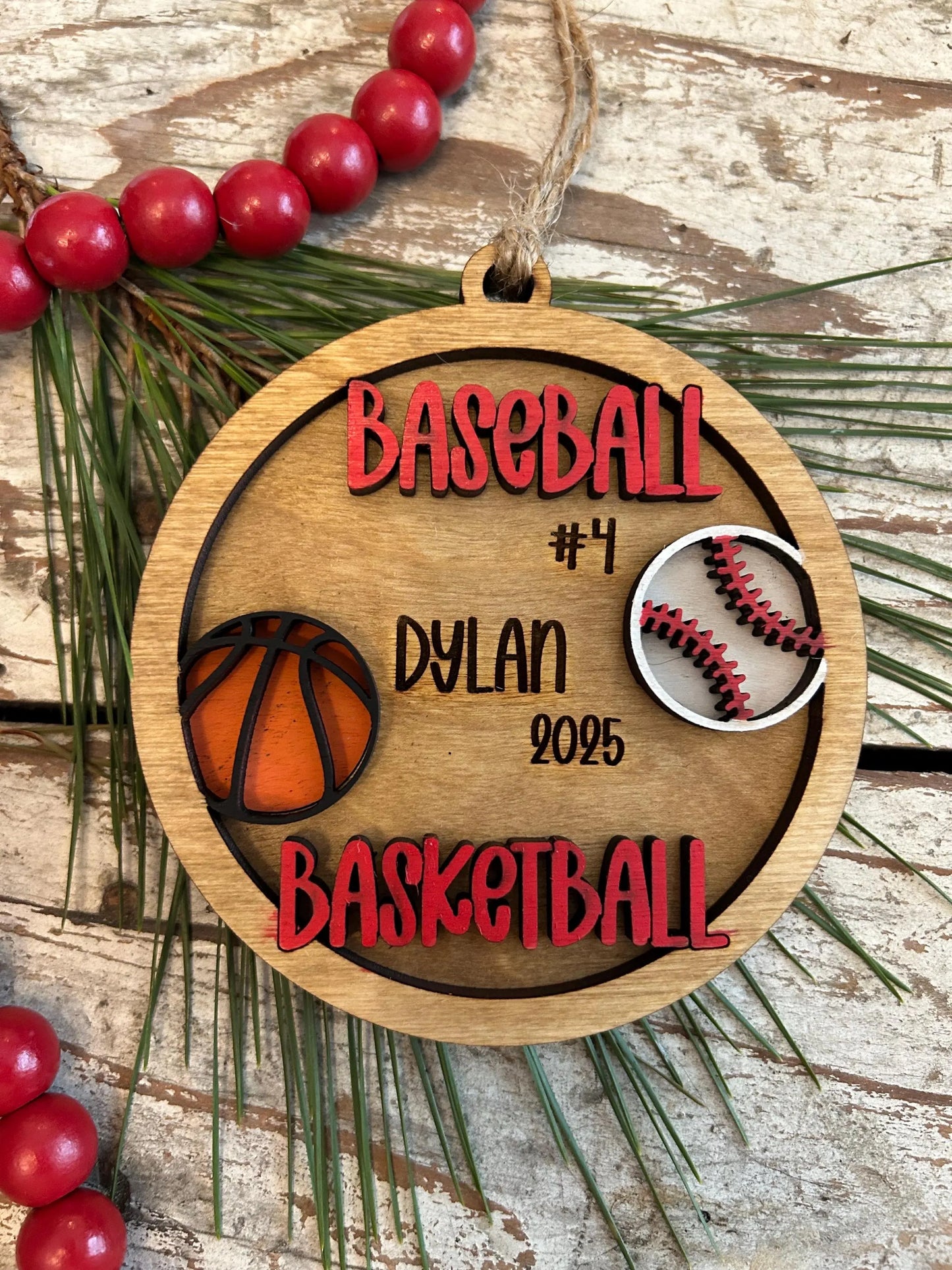 Personalized Multi Sport Baseball Basketball Player Christmas Tree Ornament | Gift for High School Team | Custom Baseball Coach | Senior