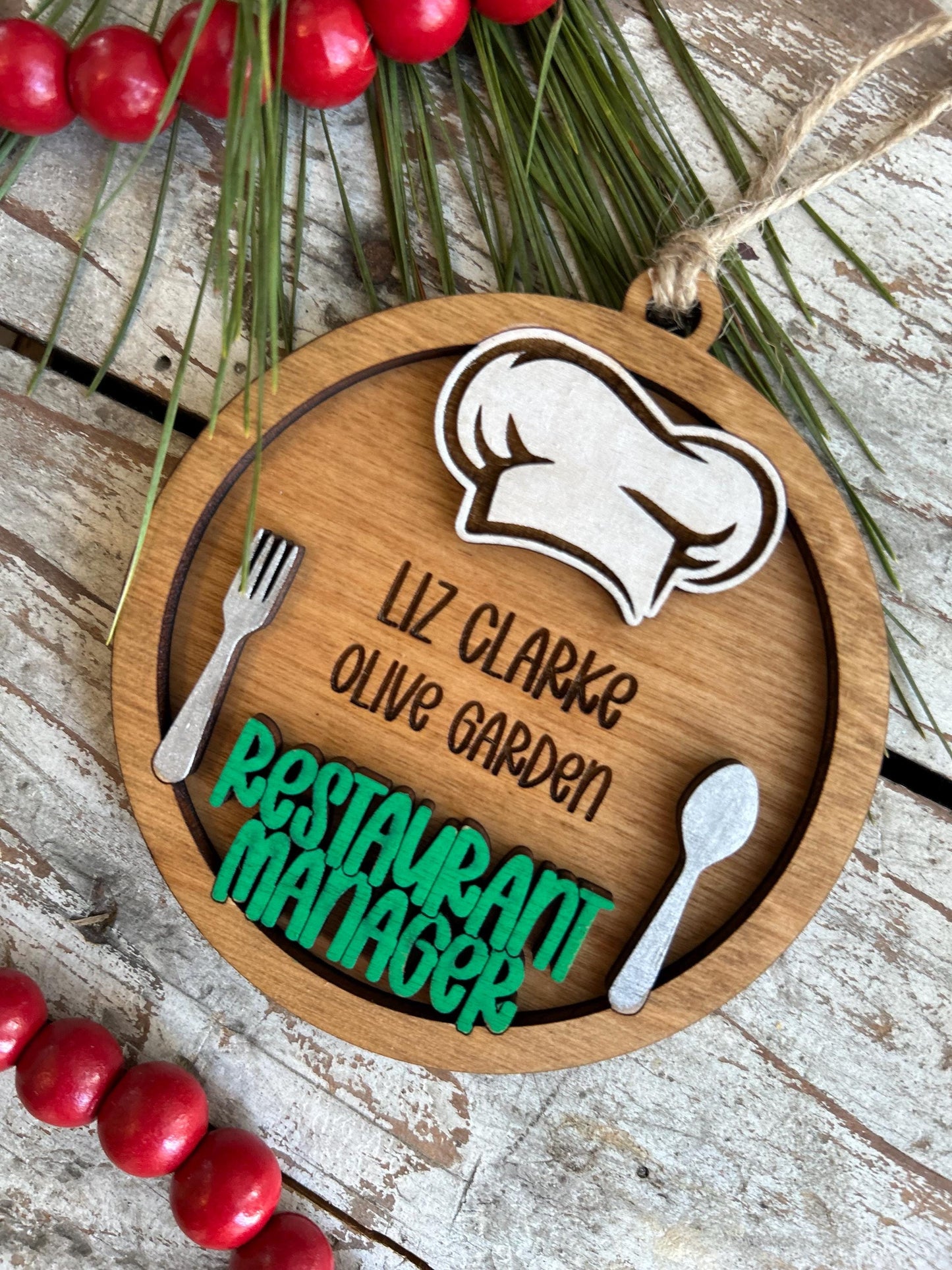 Personalized Restaurant Manager Christmas Tree Ornament | Culinary Service Bar Hospitality General Manager Gift | EOY Appreciation | Retire