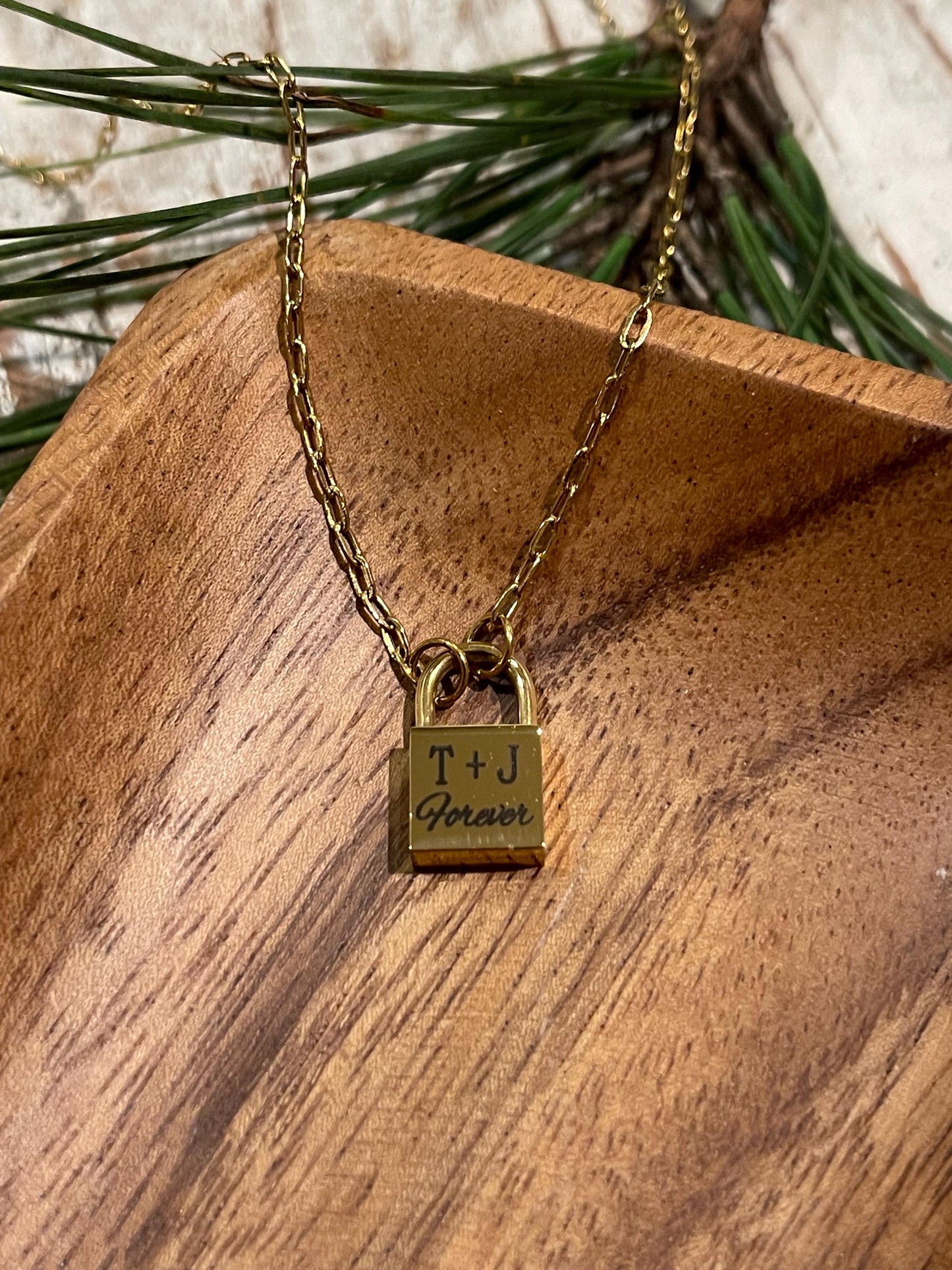 Personalized Petite Lock Pendant Necklace | Mothers Day Gift | Silver or Gold Jewelry | Gift for Girlfriend