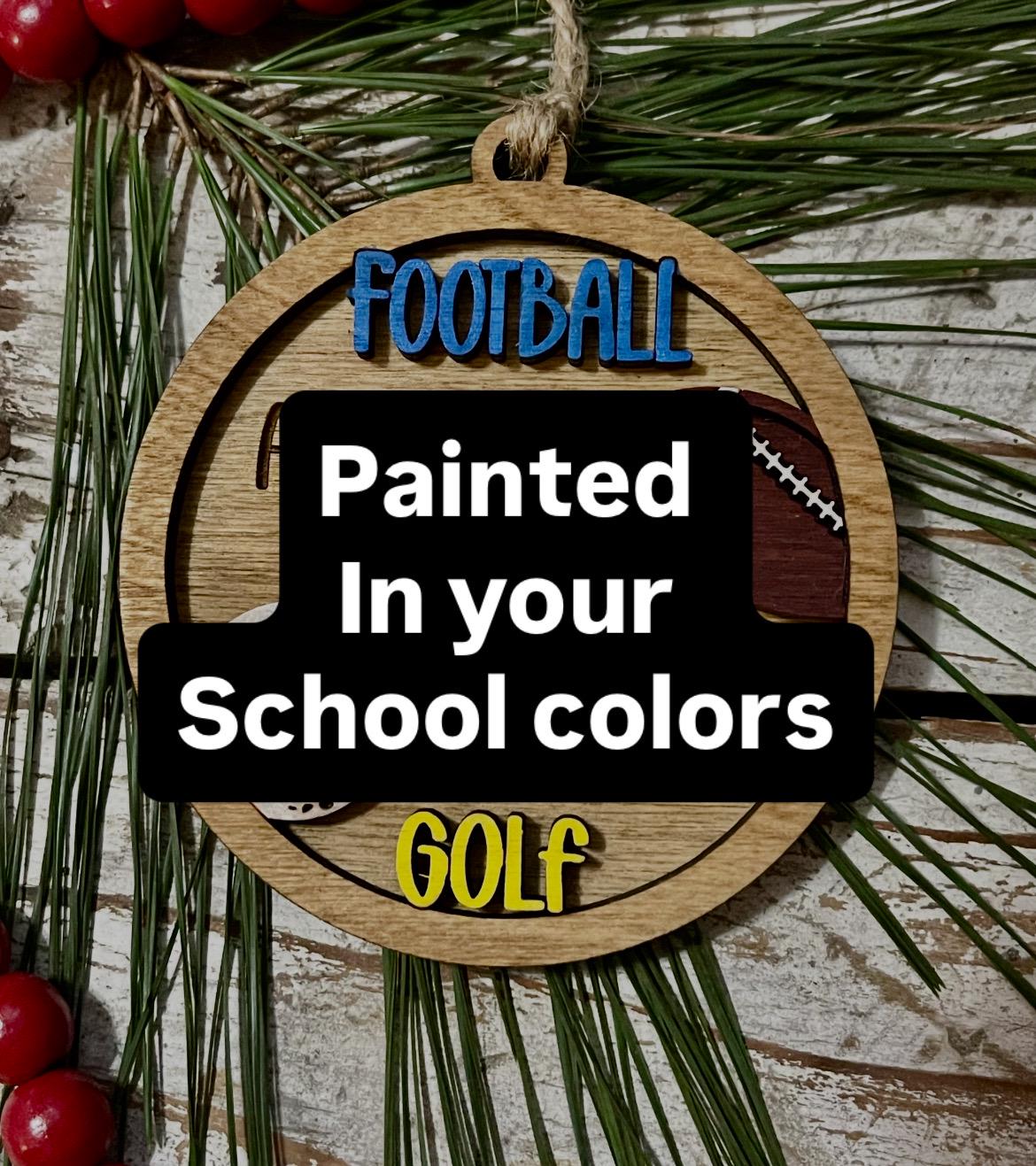 Personalized Football Golf Player Christmas Tree Ornament | Gift for Multi Sport High School Athlete| Present for Senior in 2 Sports