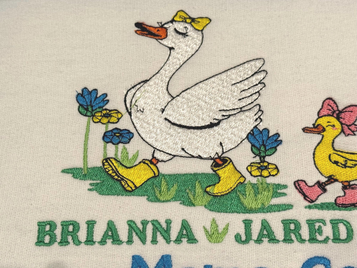 Personalized Mama Goose and Baby Goslings Embroidered Sweatshirt with Kids Names | Mothers Day Gift from Son or Daughter