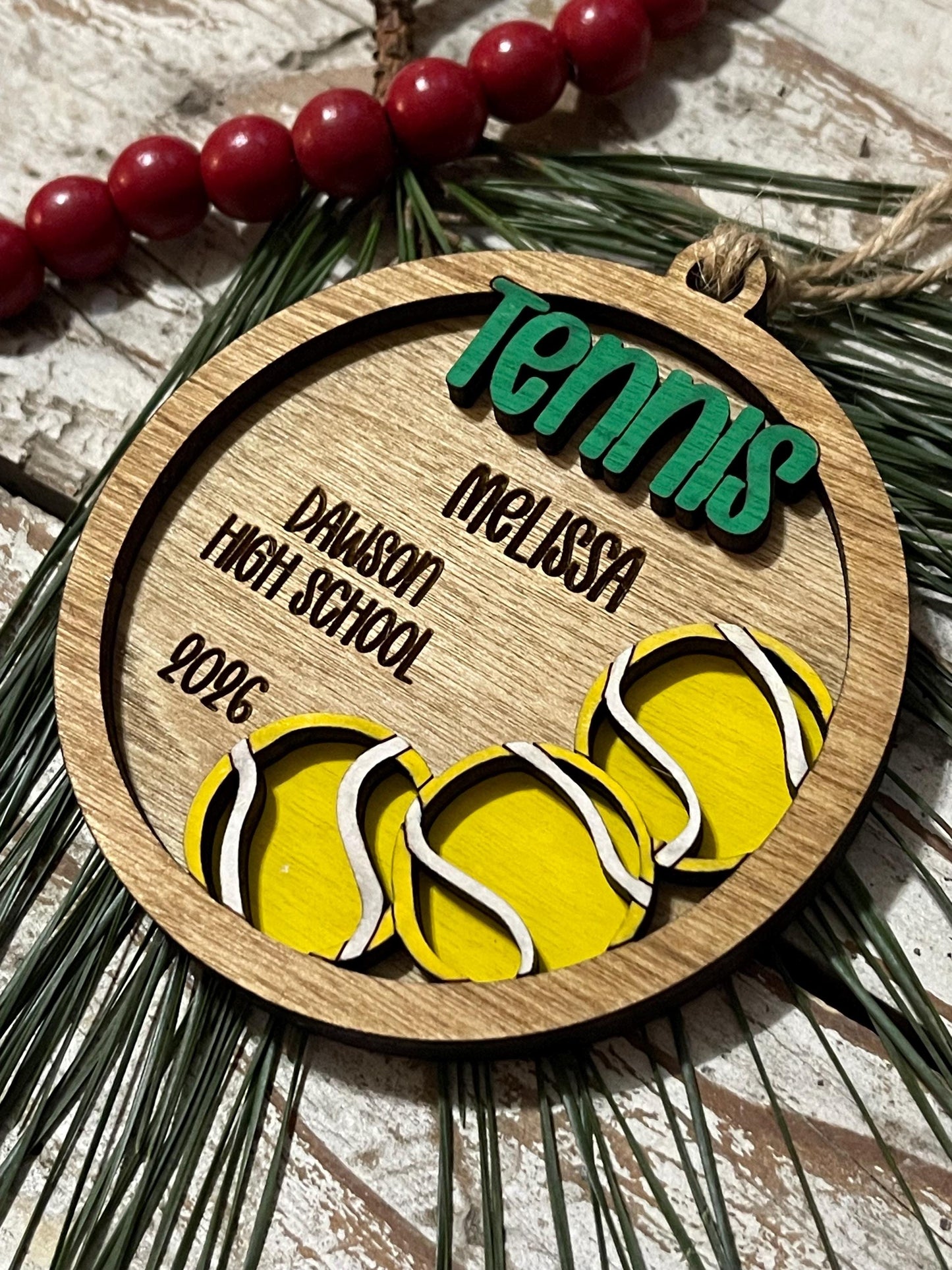 Personalized Tennis Christmas Tree Ornament | Gift for High School Tennis Team | Custom Boy or Girl Tennis Player Ornament | Tennis Gift