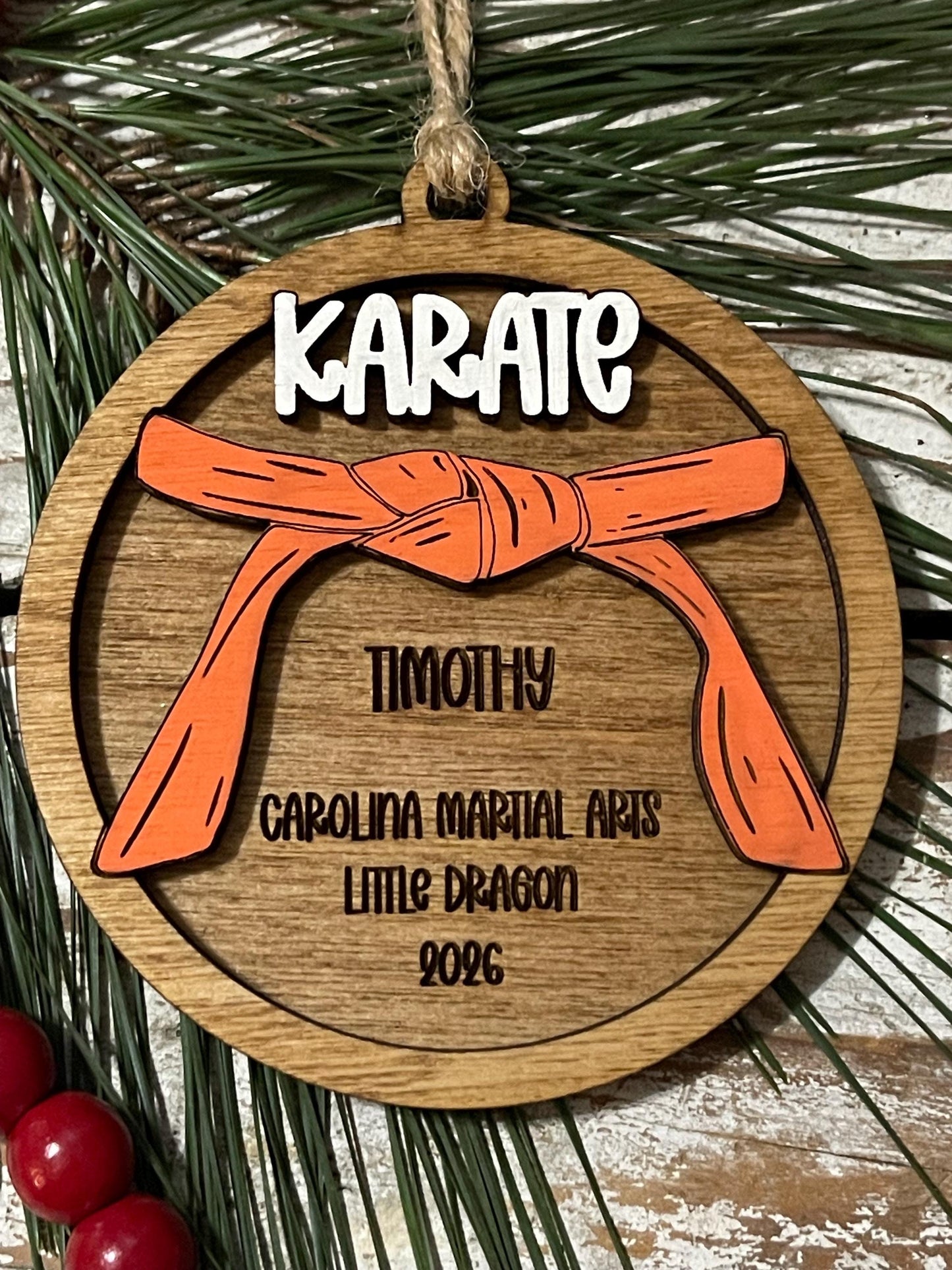 Personalized Karate Belt Christmas Tree Ornament | Gift for Karate Master | Custom Karate Ornament | Black belt | Martial Arts Gift
