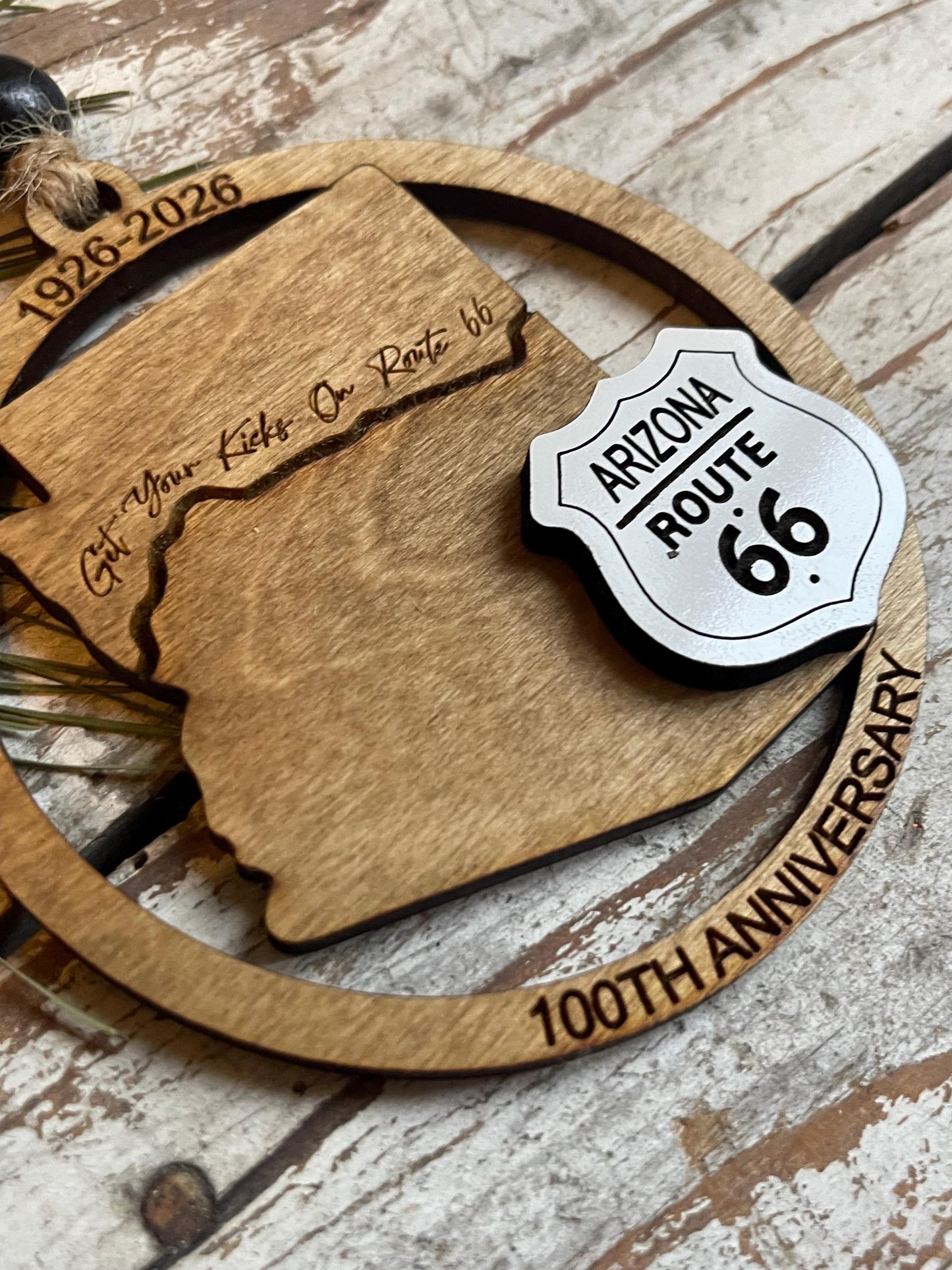 Arizona Route 66 100 Years Christmas Tree Ornament | The Mother Road Keepsake | Road Trip Souvenir Gift