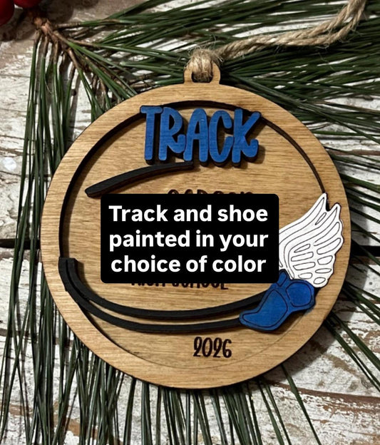 Personalized Track Christmas Tree Ornament | Gift for High School Track & Field Team | Custom Runner Ornament| Shot Put | High Jump | Discus