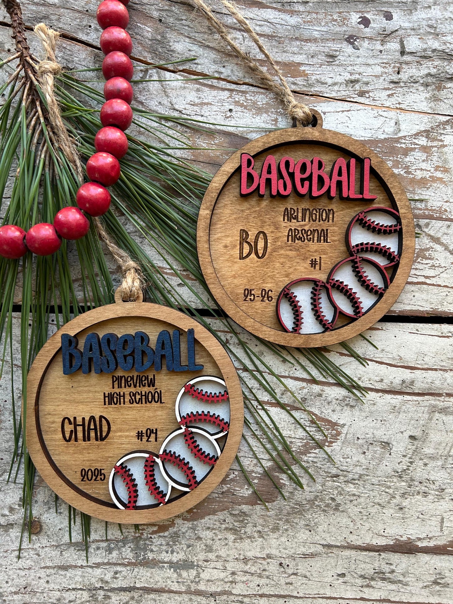 Personalized Baseball Player Christmas Tree Ornament | Gift for High School Baseball Team | Custom Baseball Coach | Senior Baseball Gift