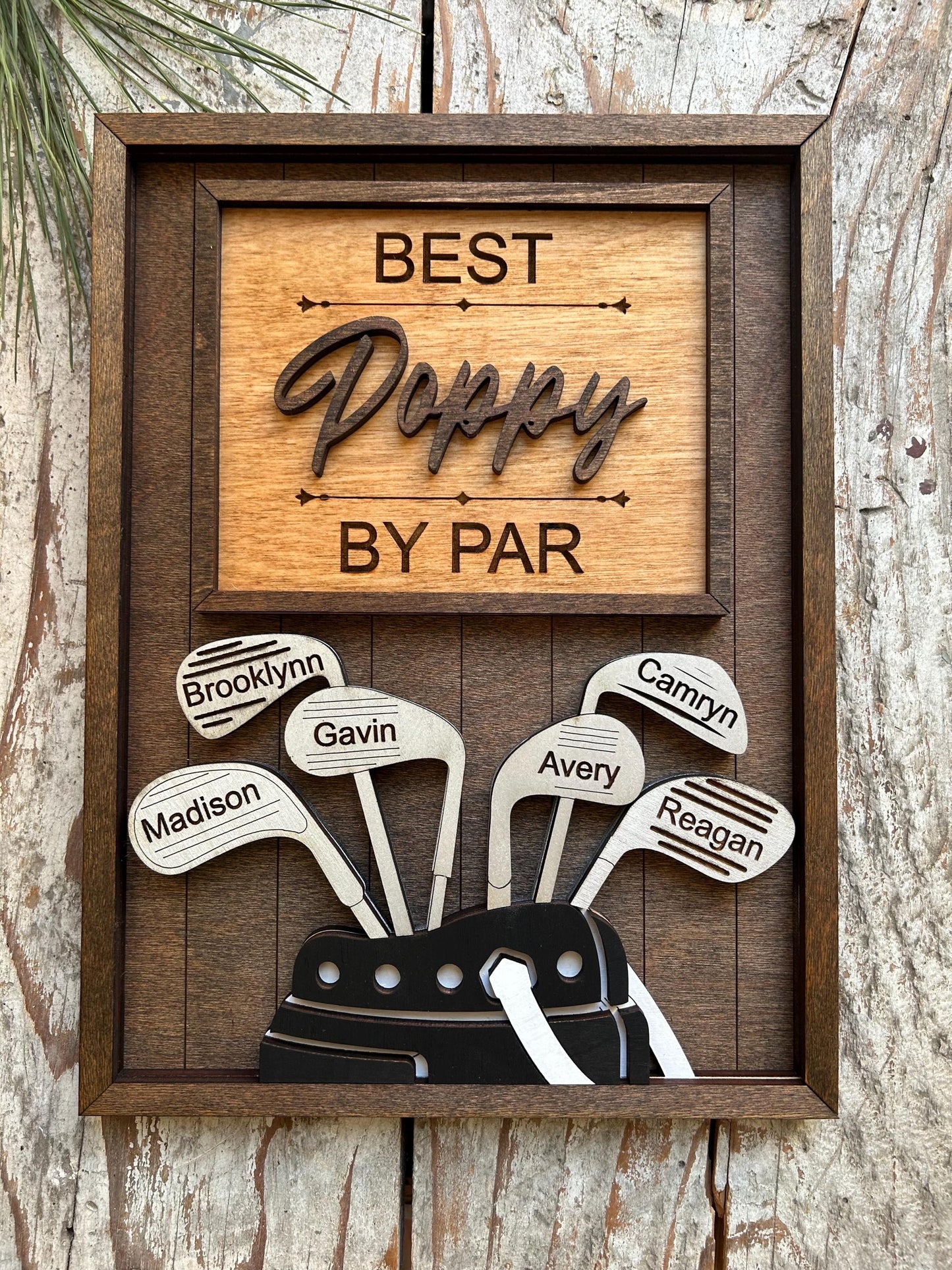 Personalized Dad or Grandpa Golf Sign | Best Dad by Par Fathers Day Golfing Gift for Daddy | Papa Pops Pappy | Golf Lover Custom Present