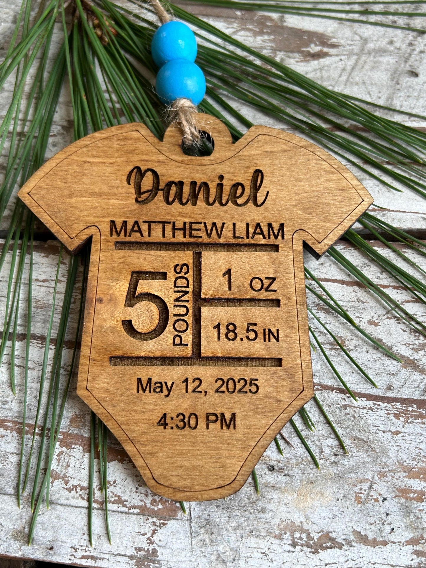 Personalized Onesie Baby’s First Christmas Ornament | Birth Stats Ornament | Newborn Keepsake | New Mom Gift | Baby Announcement