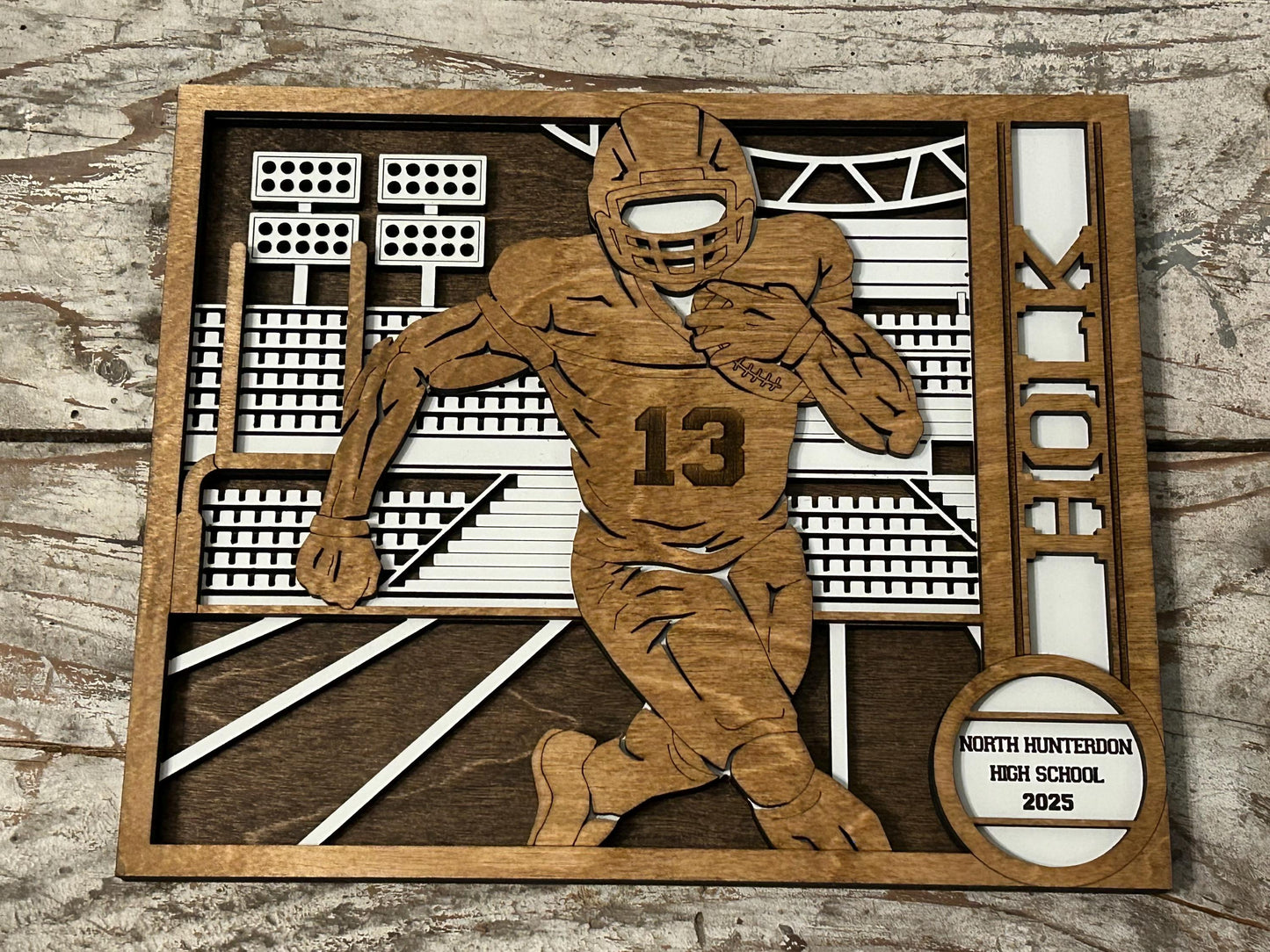 Personalized Football Player Sign | College High School Football Team | Custom Football Player Ornament | Senior Football Gift | Quarterback