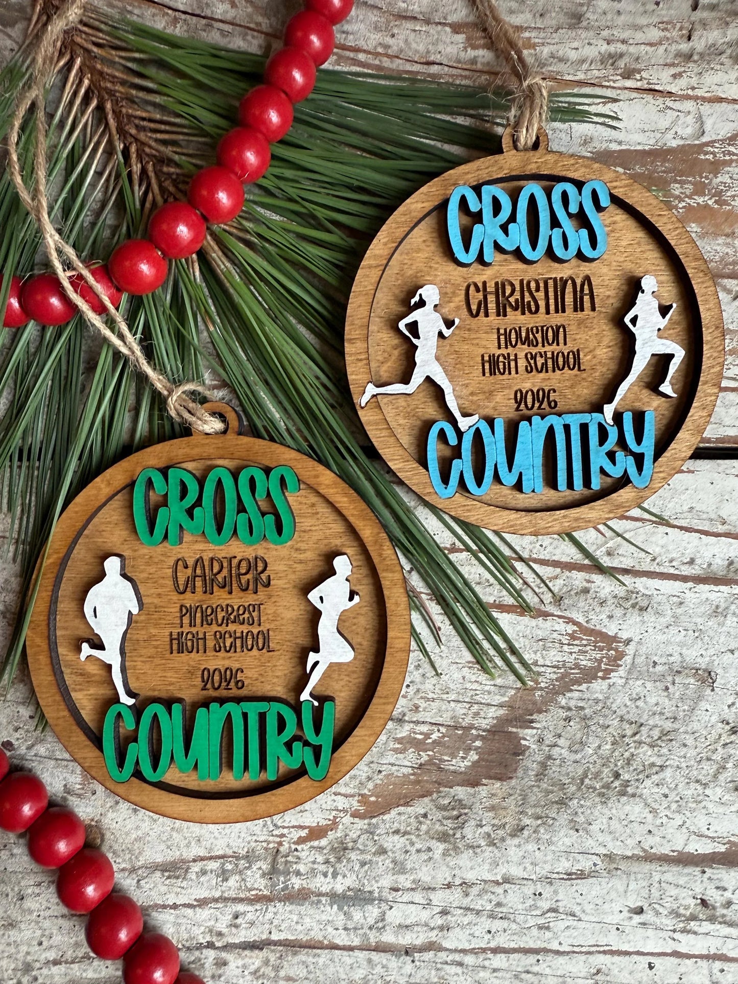 Personalized Cross Country Christmas Tree Ornament | Gift for High School Track & Field Team | Custom Runner Ornament