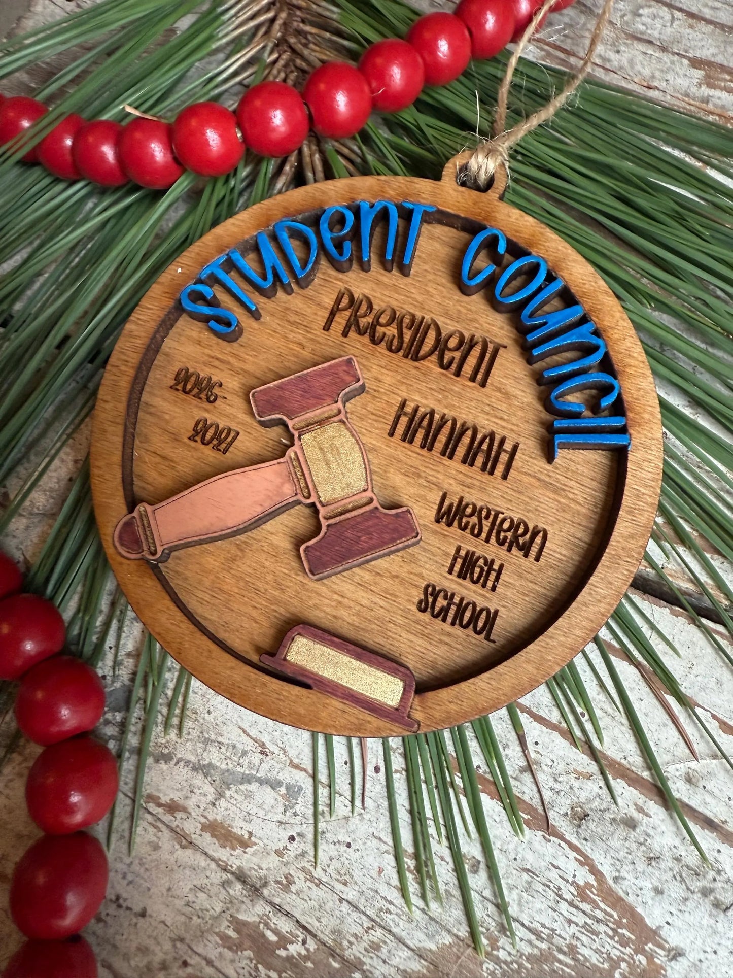 Personalized Student Council Christmas Tree Ornament | Custom Student Government President Gift | Vice President | Treasurer | Secretary