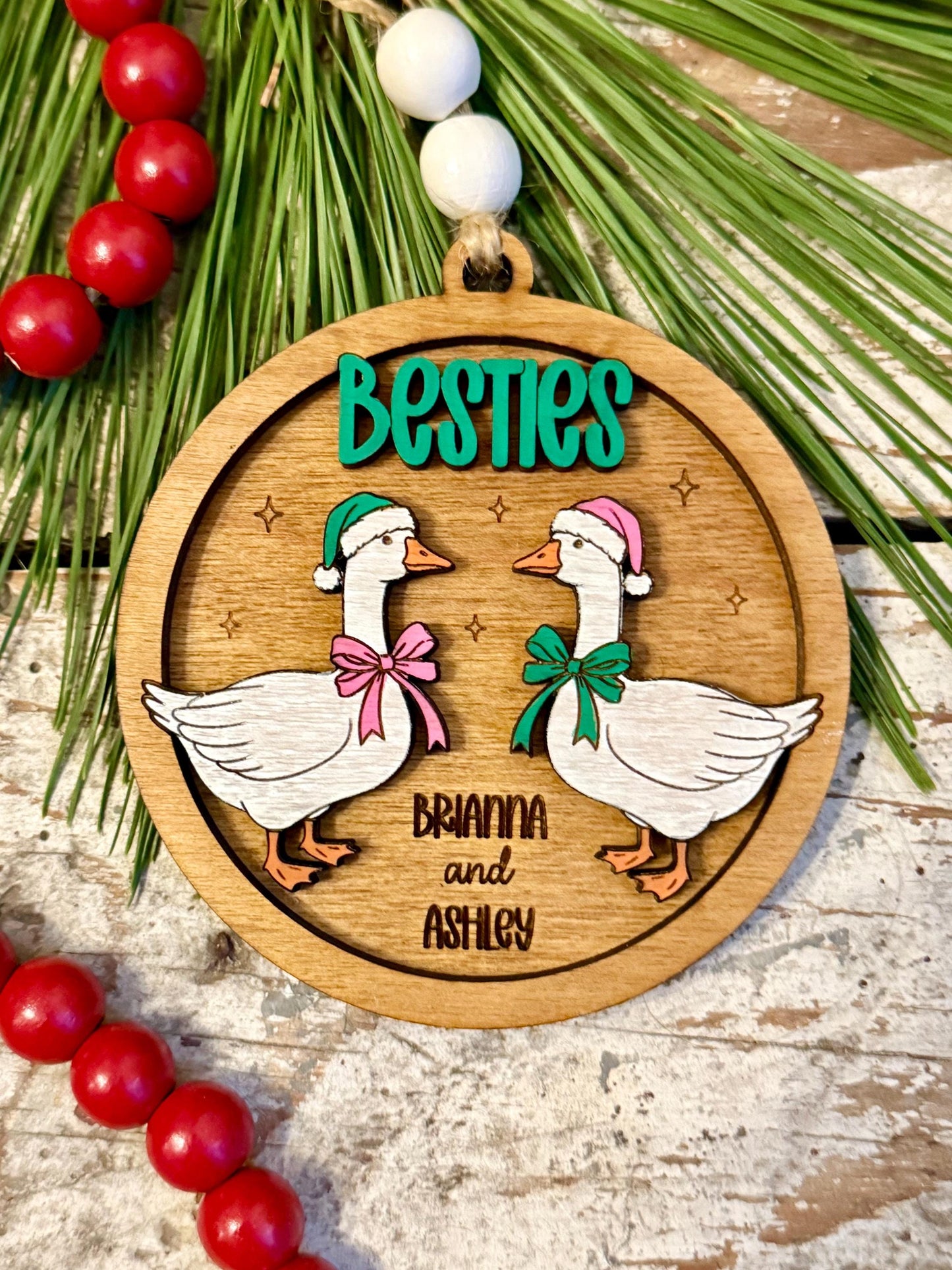 Goose Besties Personalized Christmas Tree Ornament | Best Friend Gift | Silly Goose