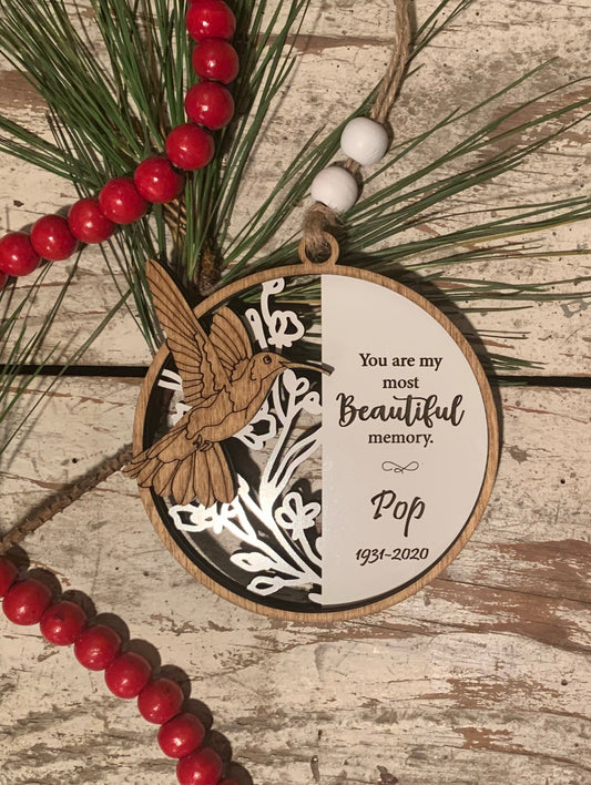 Personalized Memorial Hummingbird Christmas Tree Ornament | Sympathy Gift | Loved One Memorial | Remembrance Ornament | In Loving Memory
