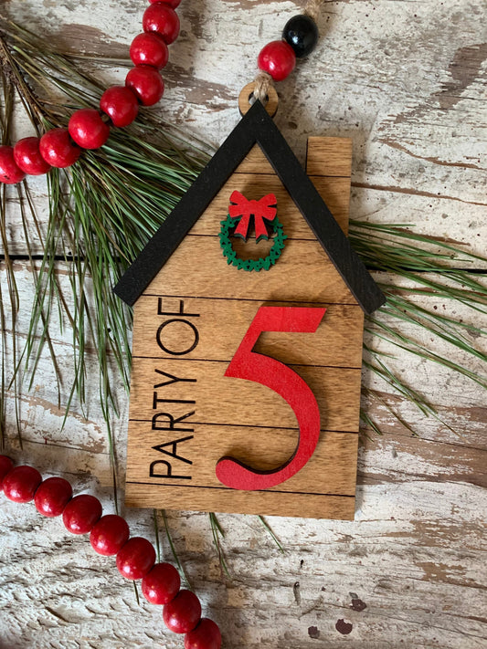 Family Christmas Tree Ornament | Party of Ornament | Holiday Gift for a Family | Party of 5 Ornament | Home Ornament | Housewarming Gift