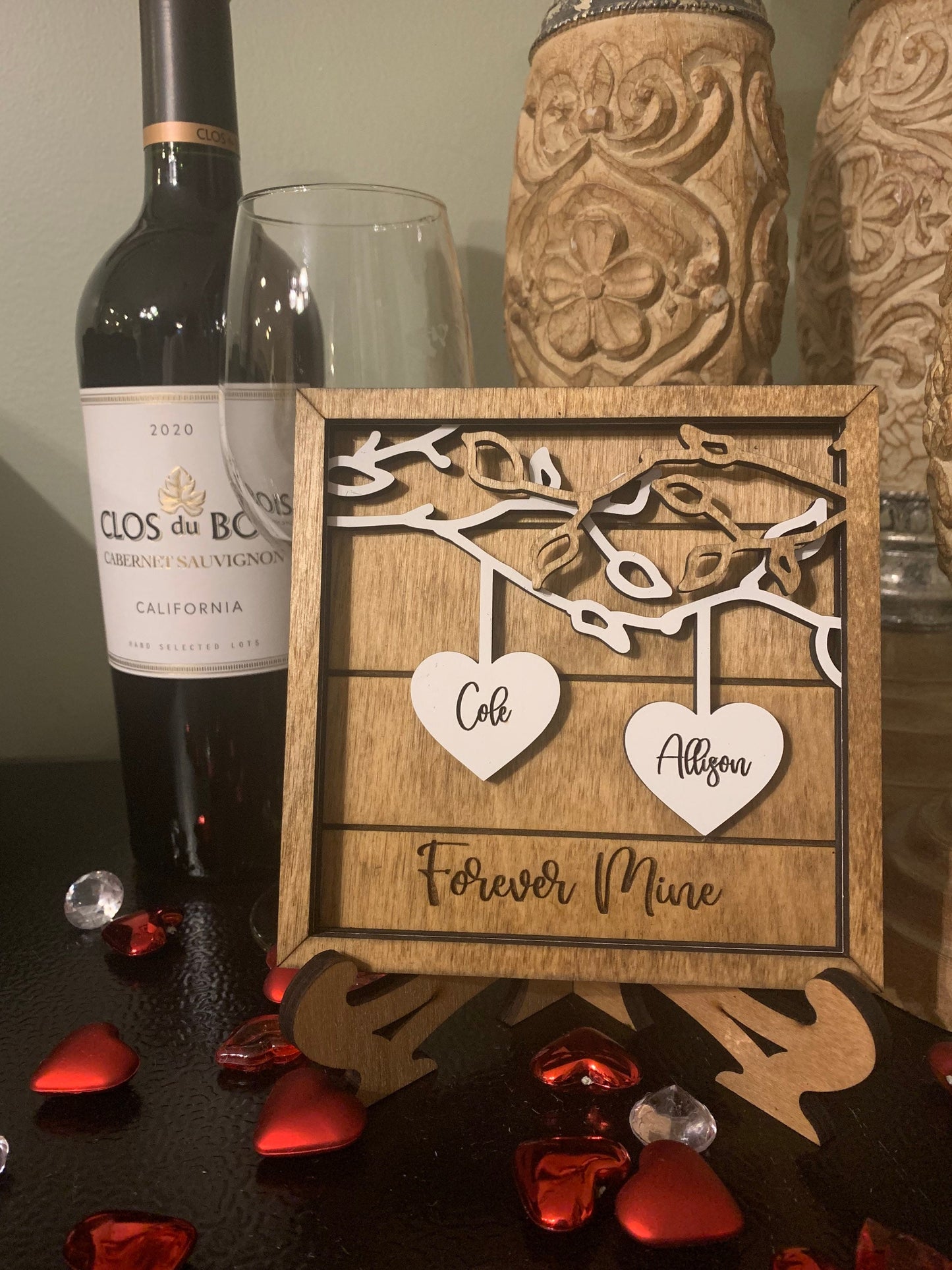 Personalized Couples Wood Sign | Personalized Wedding Gift | Anniversary Gift | Hanging Hearts Sign | Couples Name Sign