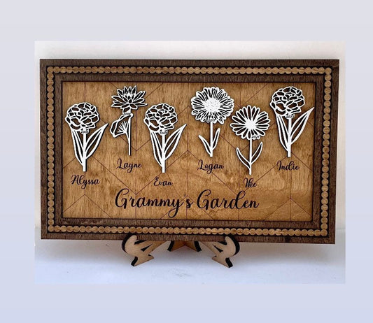 Personalized Birth Month Flowers Sign| Grandkids sign| Family Tree Sign | Mothers Day gift