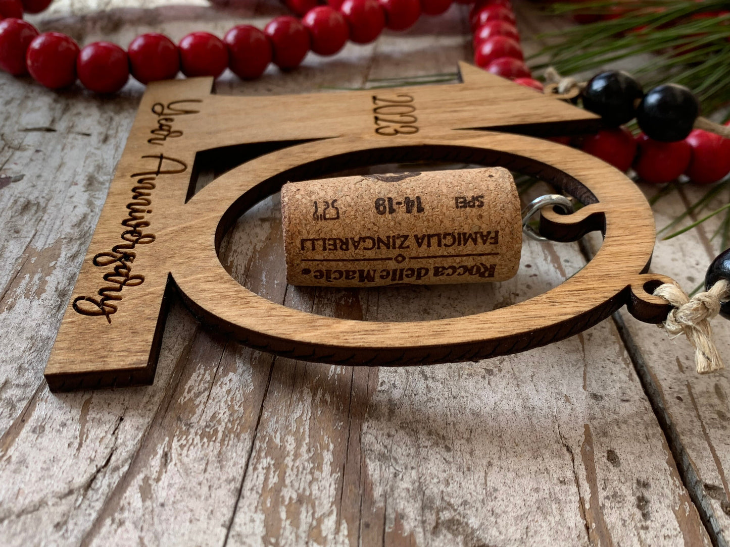 2025 10th Anniversary Wine Cork Keepsake Christmas Tree Ornament- Cork not included | Ten Year Anniversary | 10th Anniversary Gift | 10 yr