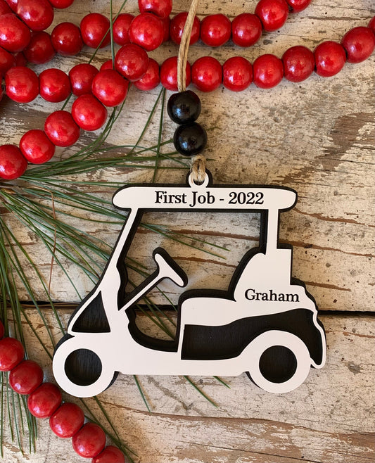 Golf Cart Christmas Tree Ornament | Personalized Gift for Golf Lover | Golf Trip Souvenir | Golf Course Employees Gift | High School Golf