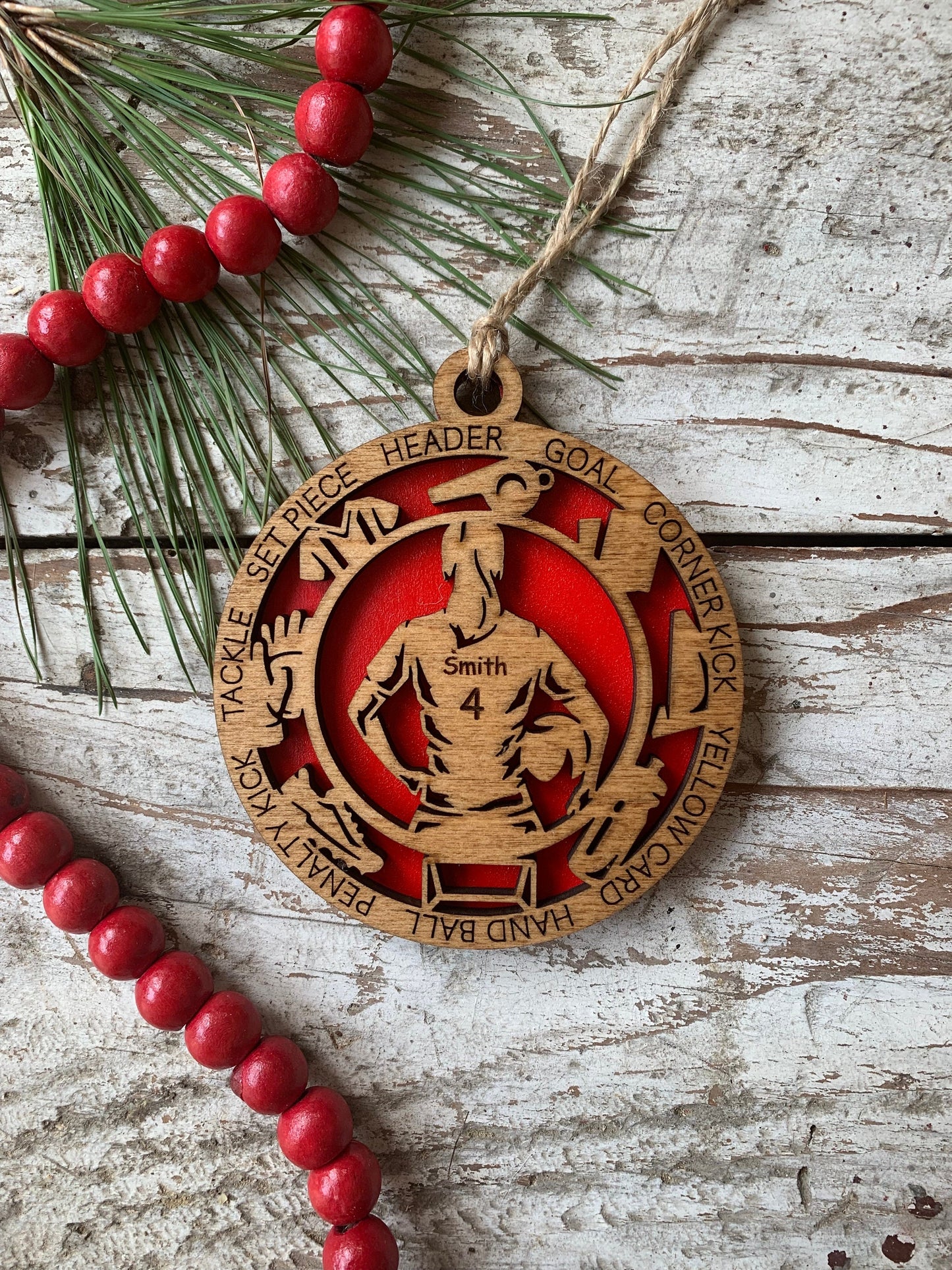 Personalized Soccer Christmas Tree Ornament | Gift for High School Soccer Team | Custom Boy or Girl Soccer Player Ornament | Soccer Gift