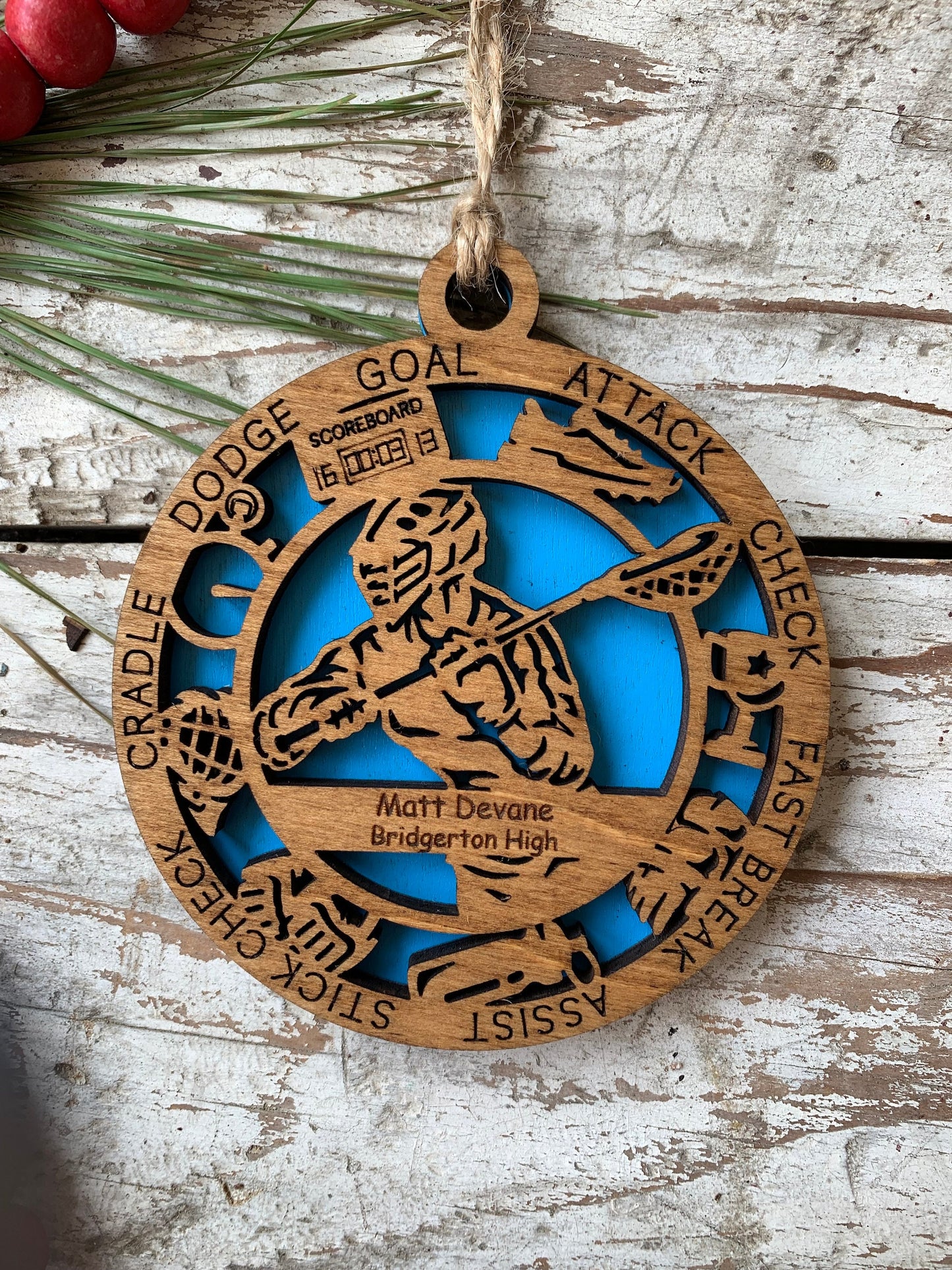 Personalized Lacrosse Christmas Tree Ornament | Gift for High School Lacrosse Team | Custom Lacrosse Ornament | Senior Lacrosse Gift
