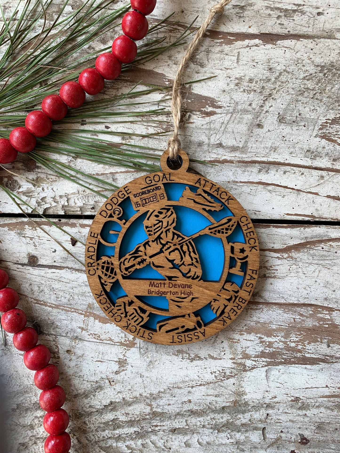 Personalized Lacrosse Christmas Tree Ornament | Gift for High School Lacrosse Team | Custom Lacrosse Ornament | Senior Lacrosse Gift