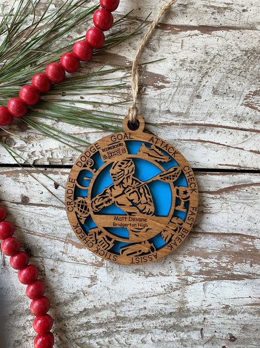 Personalized Lacrosse Christmas Tree Ornament | Gift for High School Lacrosse Team | Custom Lacrosse Ornament | Senior Lacrosse Gift