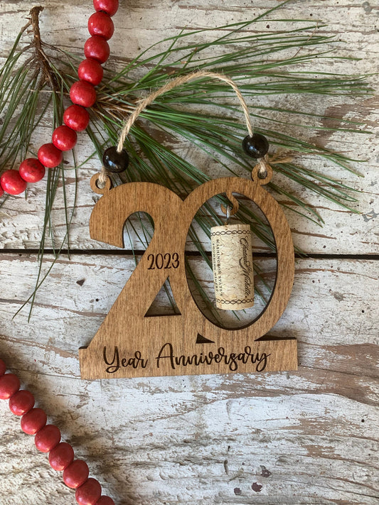 2025 20th Anniversary Wine Cork Keepsake Christmas Tree Ornament-cork not included | 20th Anniversary Gift | Twenty Year Anniversary | 20 yr
