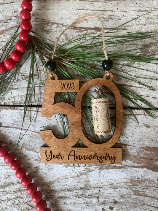 2025 50th Anniversary Wine Cork Keepsake Christmas Tree Ornament-cork not included | 50th Anniversary Gift | Fifty Year Anniversary | 50 yr