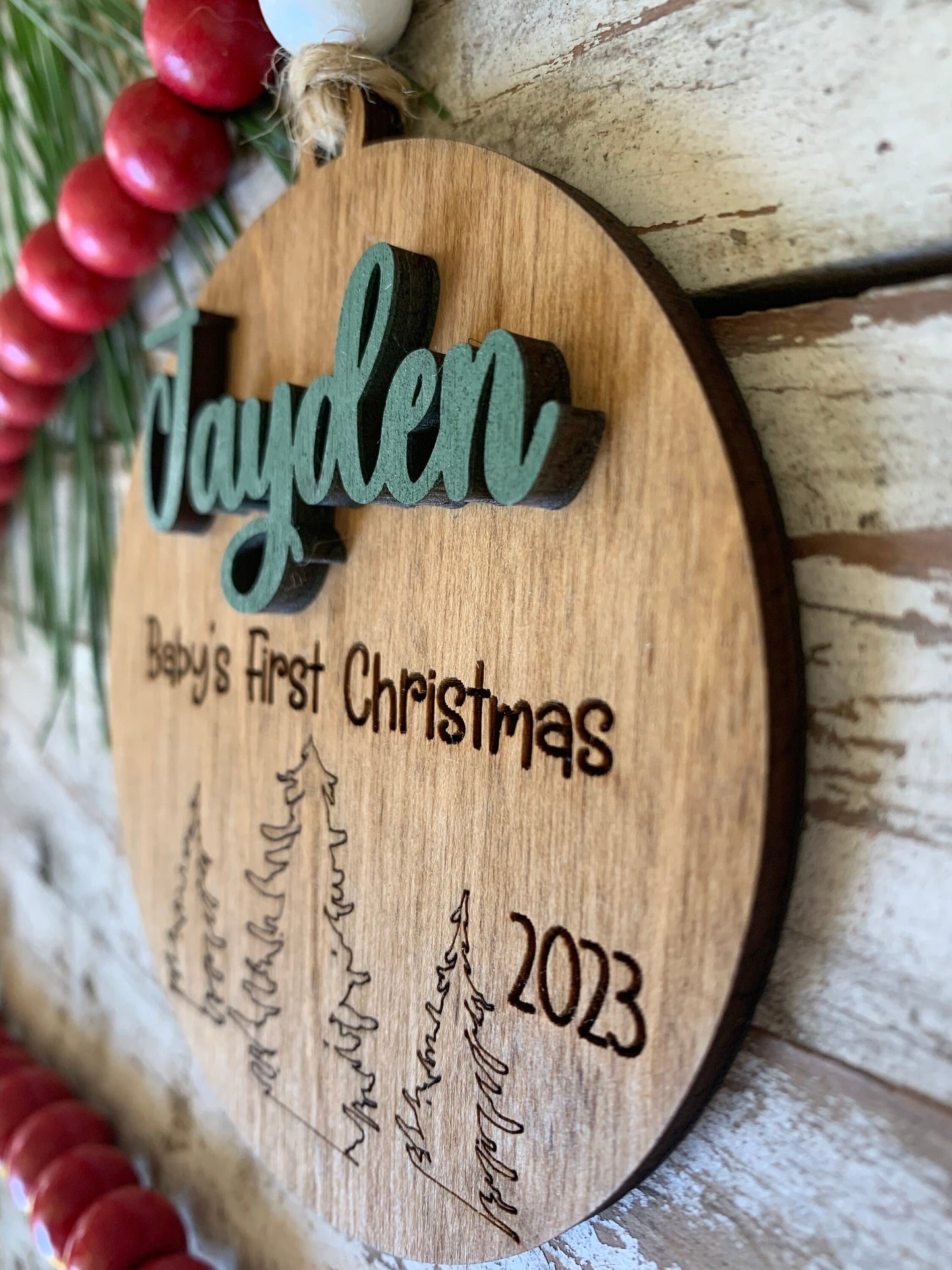 2025 Personalized Baby’s First Christmas Ornament with Forest Scene | New Baby Ornament | Newborn Keepsake | New Mom Gift | Babys First