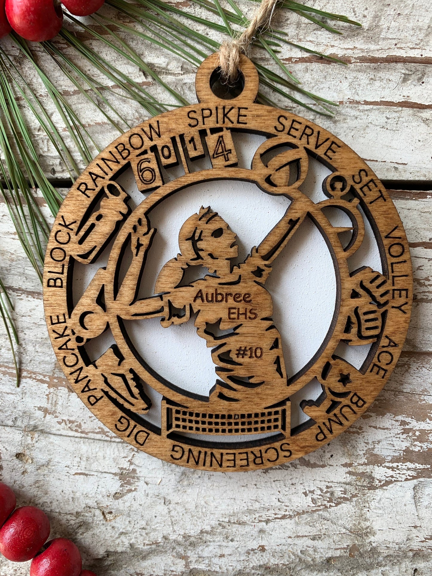 Personalized Volleyball Christmas Tree Ornament | Gift for High School Volleyball Team | Custom Volleyball Player Ornament |