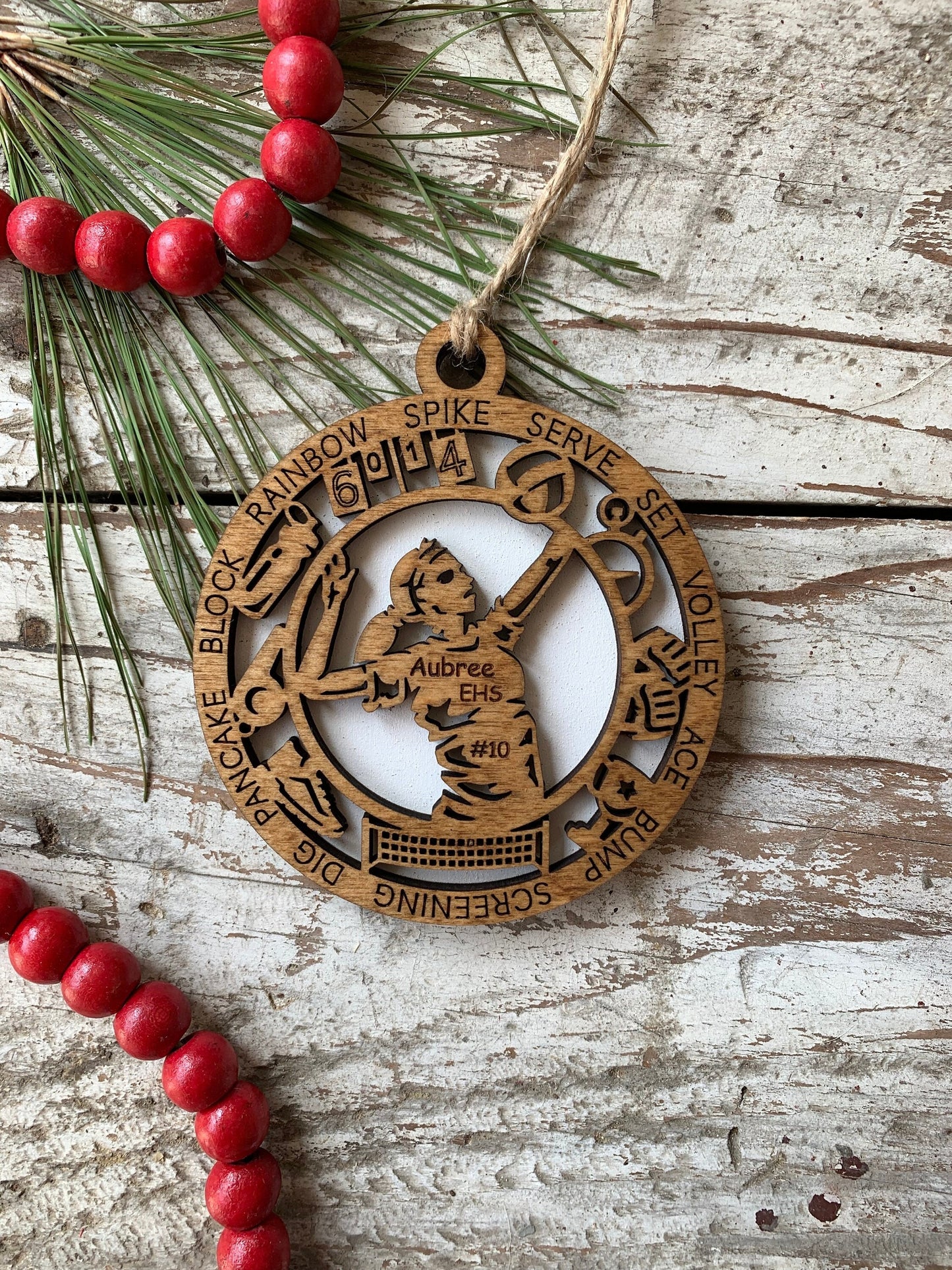 Personalized Volleyball Christmas Tree Ornament | Gift for High School Volleyball Team | Custom Volleyball Player Ornament |